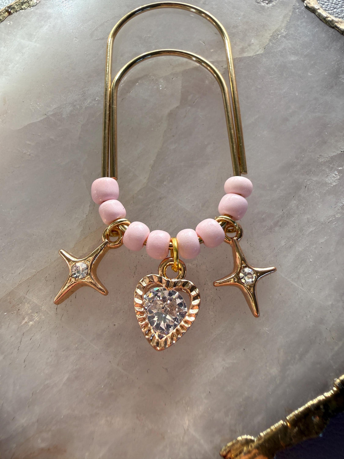 Pink Heart & Star Planner Clip