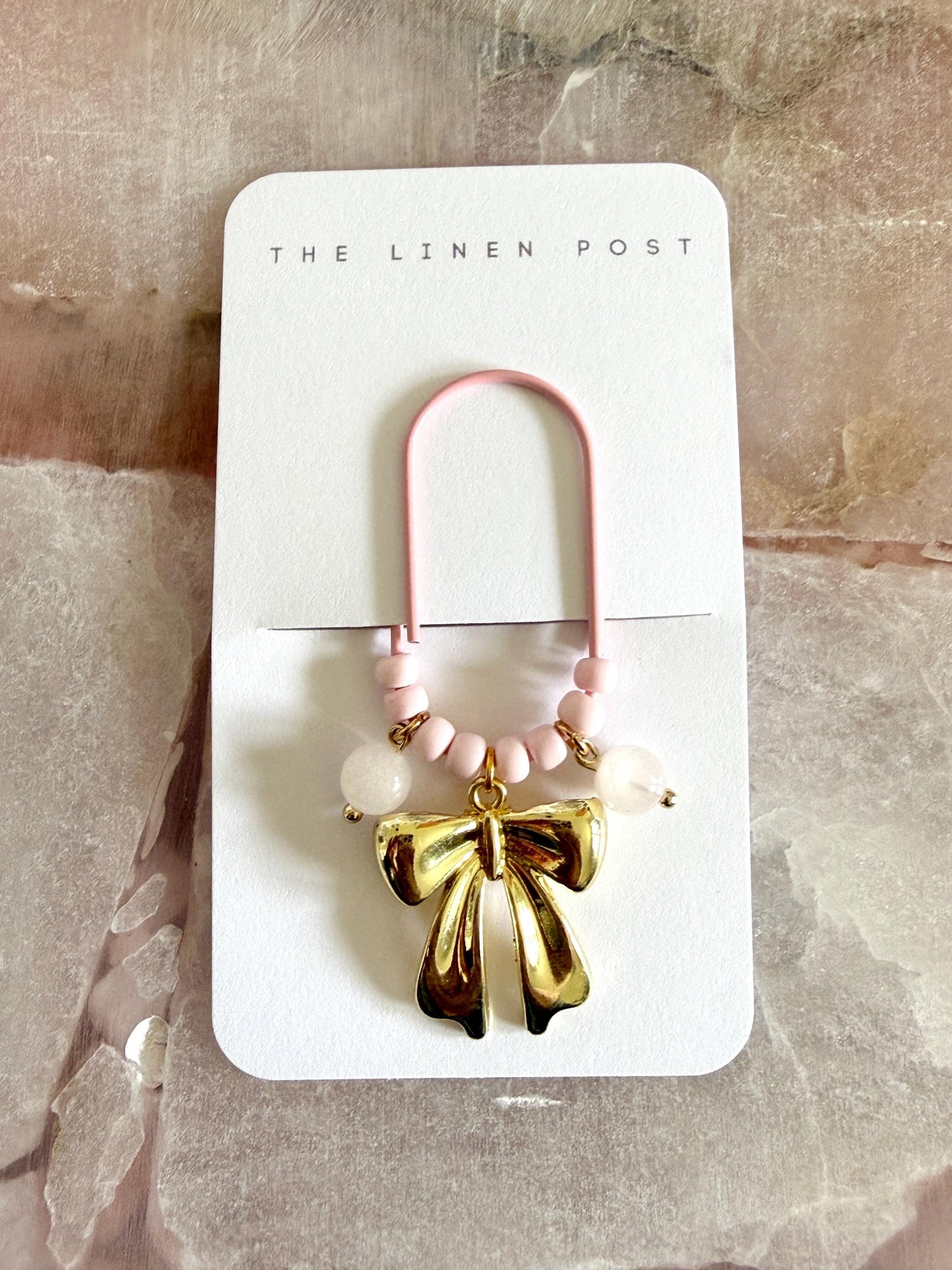 Planner Paper Clip | Girly Bow Pink Bookmark for Journal | Accessories | Cute Adorable Planning Accessory Book Placeholder Charm Rose Quartz