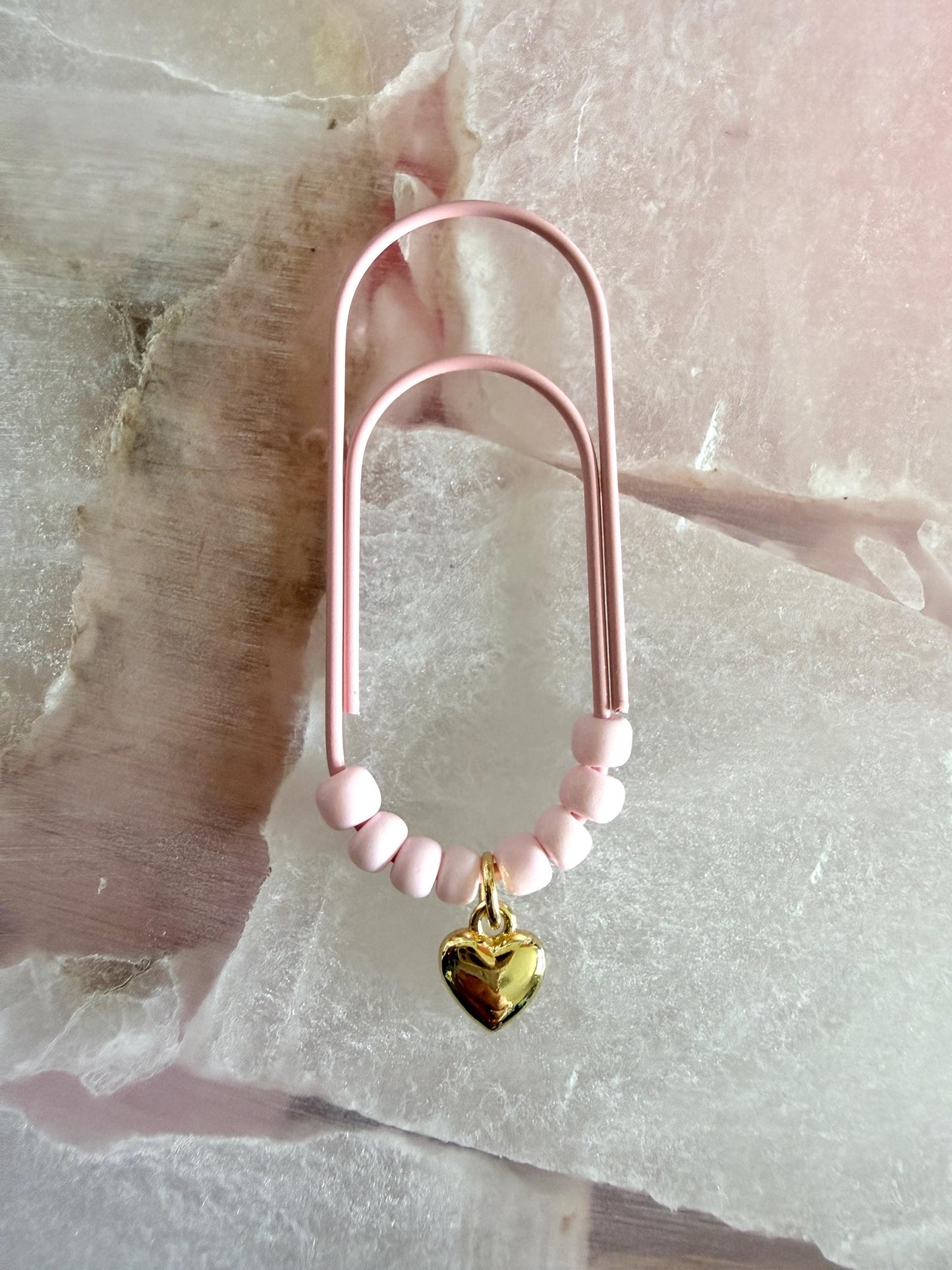 Planner Paper Clip | Gold Plated Heart Bookmark for Journal | Accessories | Cute Adorable Planning Accessory | Book Placeholder Charm Pink