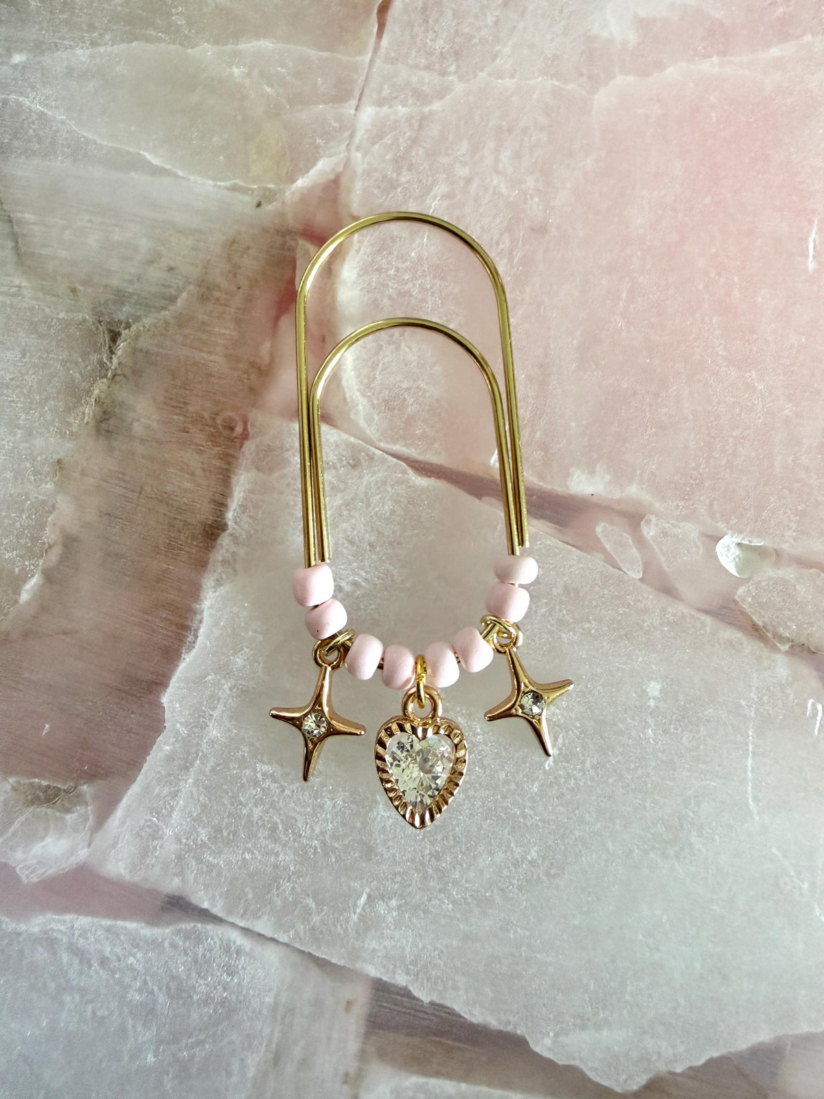 Pink Heart & Star Planner Clip