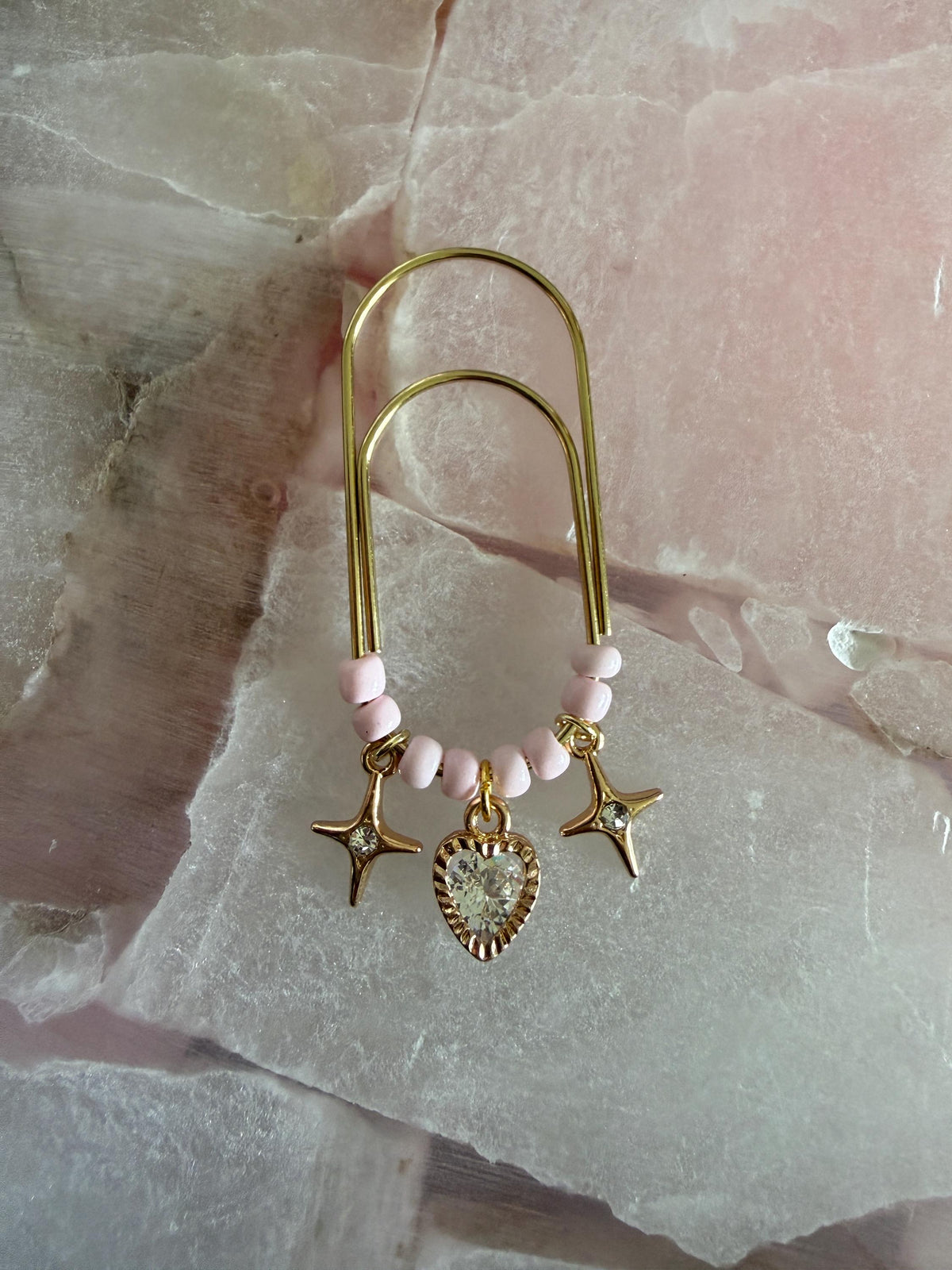 Pink Heart & Star Planner Clip