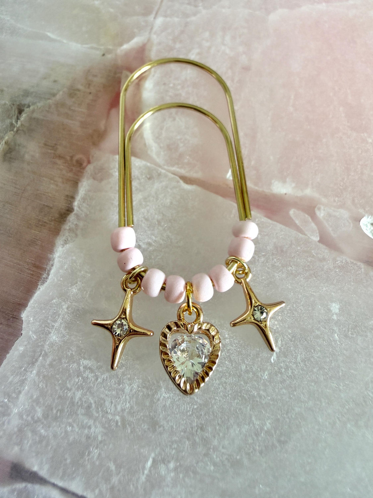 Pink Heart & Star Planner Clip