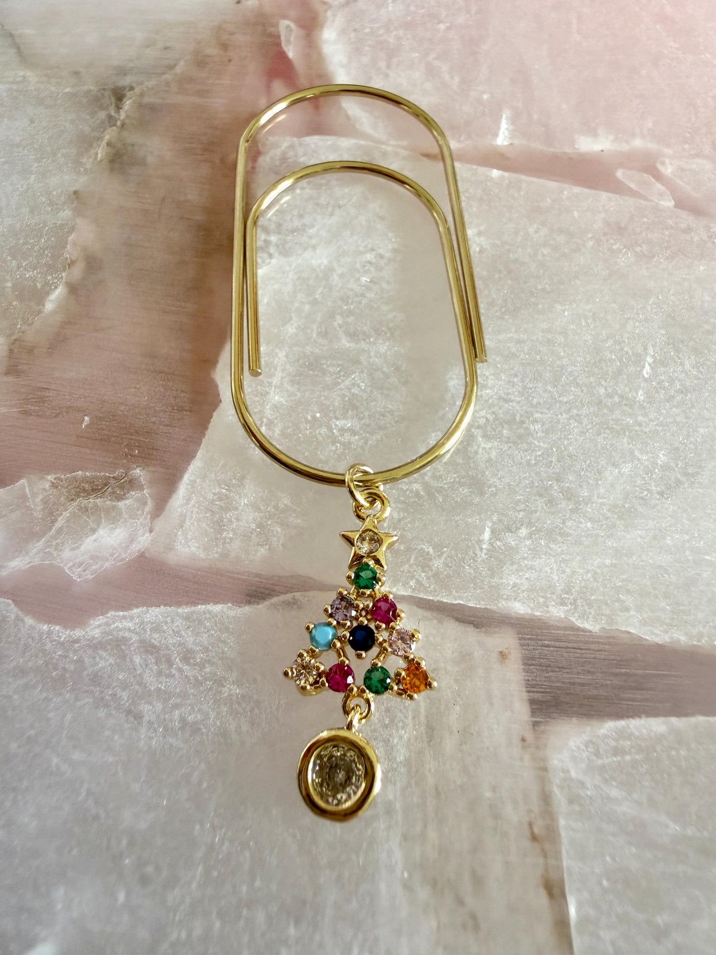 Gold Planner Paper Clip Gold Bookmark for Journal Christmas Accessories | Cute Adorable Planning Accessory Book Xmas tree Charm Holiday