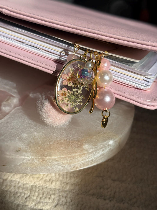 Pressed Flower Pink Planner Clip