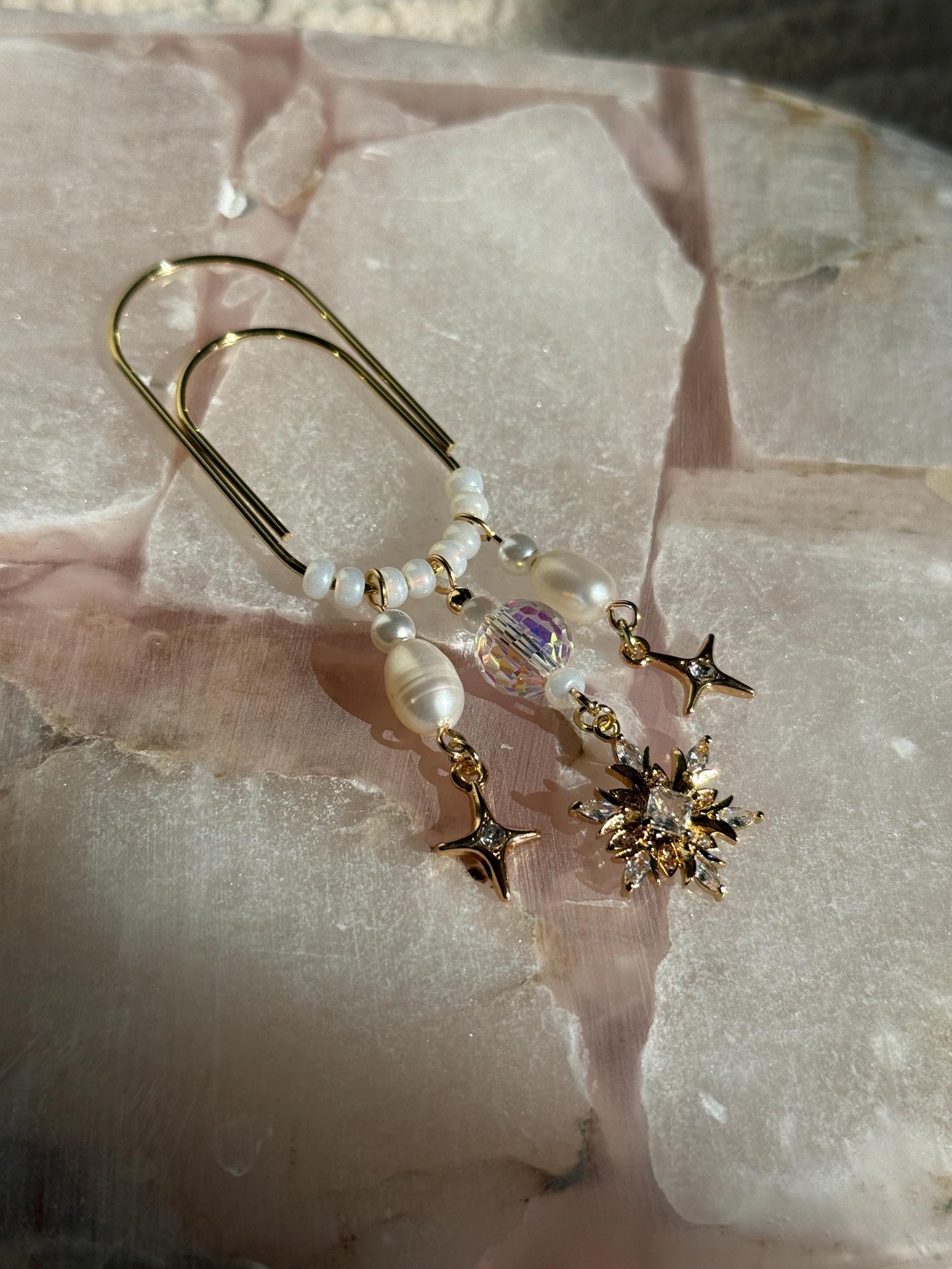 Gold Planner Paper Clip Gold Bookmark for Journal Christmas Accessories Cute Adorable Planning Accessory Book Snowflake Charm Holiday Pearls