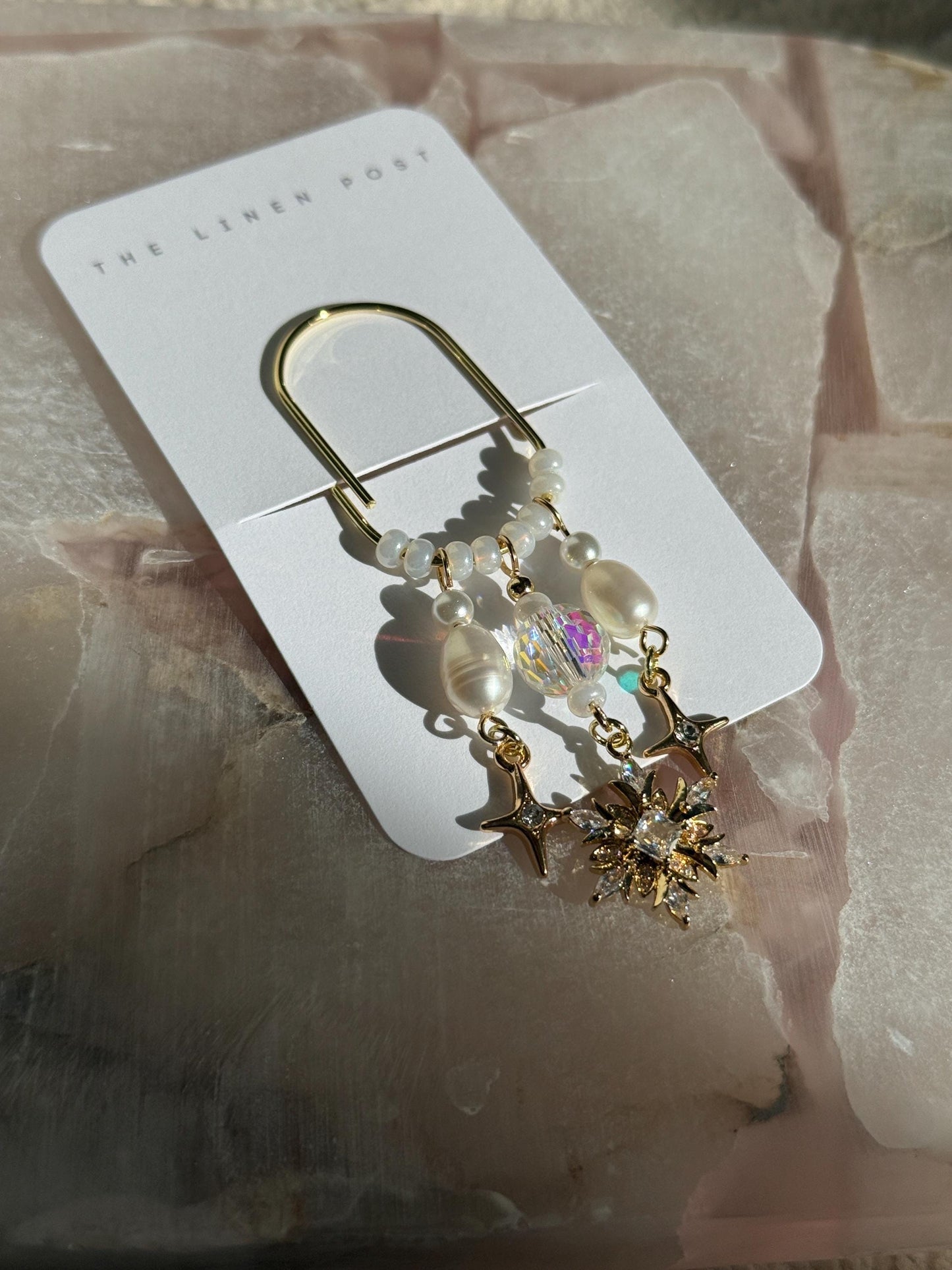 Gold Planner Paper Clip Gold Bookmark for Journal Christmas Accessories Cute Adorable Planning Accessory Book Snowflake Charm Holiday Pearls