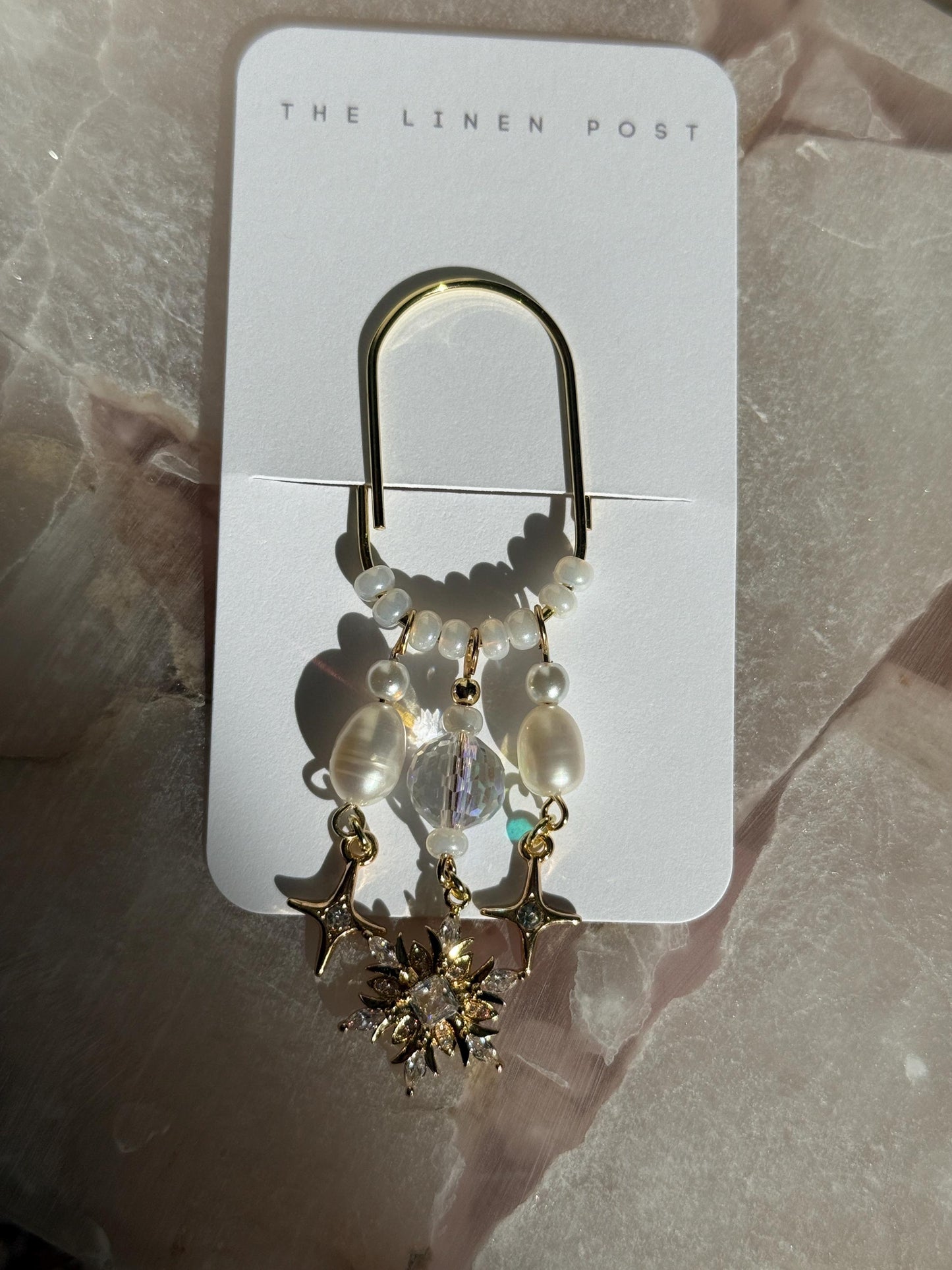 Gold Planner Paper Clip Gold Bookmark for Journal Christmas Accessories Cute Adorable Planning Accessory Book Snowflake Charm Holiday Pearls