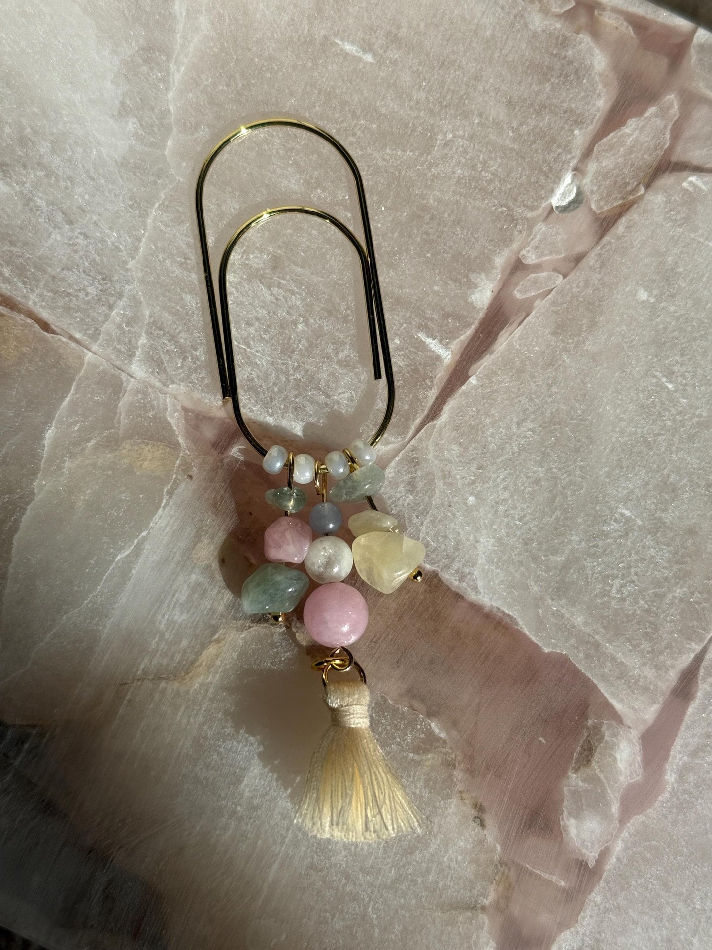 Gold Planner Paper Clip Gold Bookmark for Journal Planner Accessories Cute Adorable Planning Accessory Book Charm Holiday Gift Genuine Stone