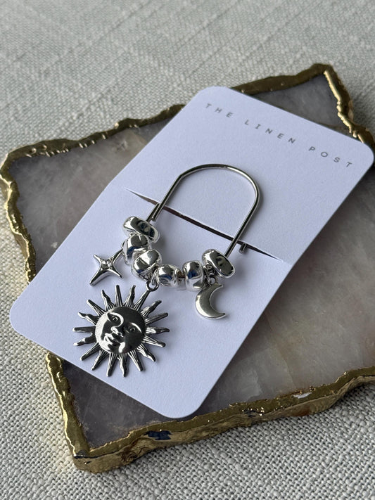 Silver Sun Moon & Stars Planner Clip