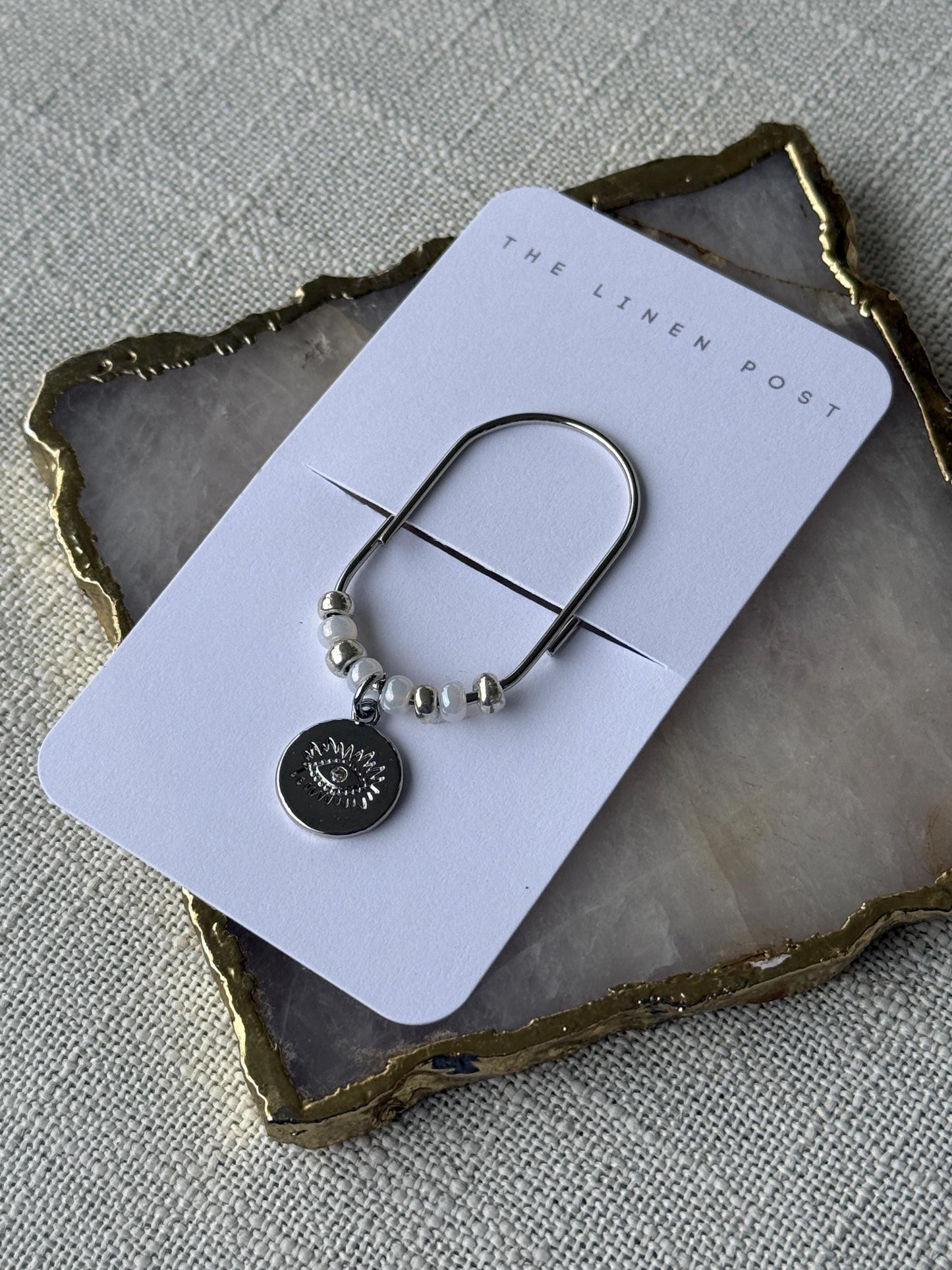 Silver Planner Paper Clip Evil Eye Bookmark for Journal Accessories Cute Adorable Planning Accessory Book Placeholder Charm Hamsa Bookmark