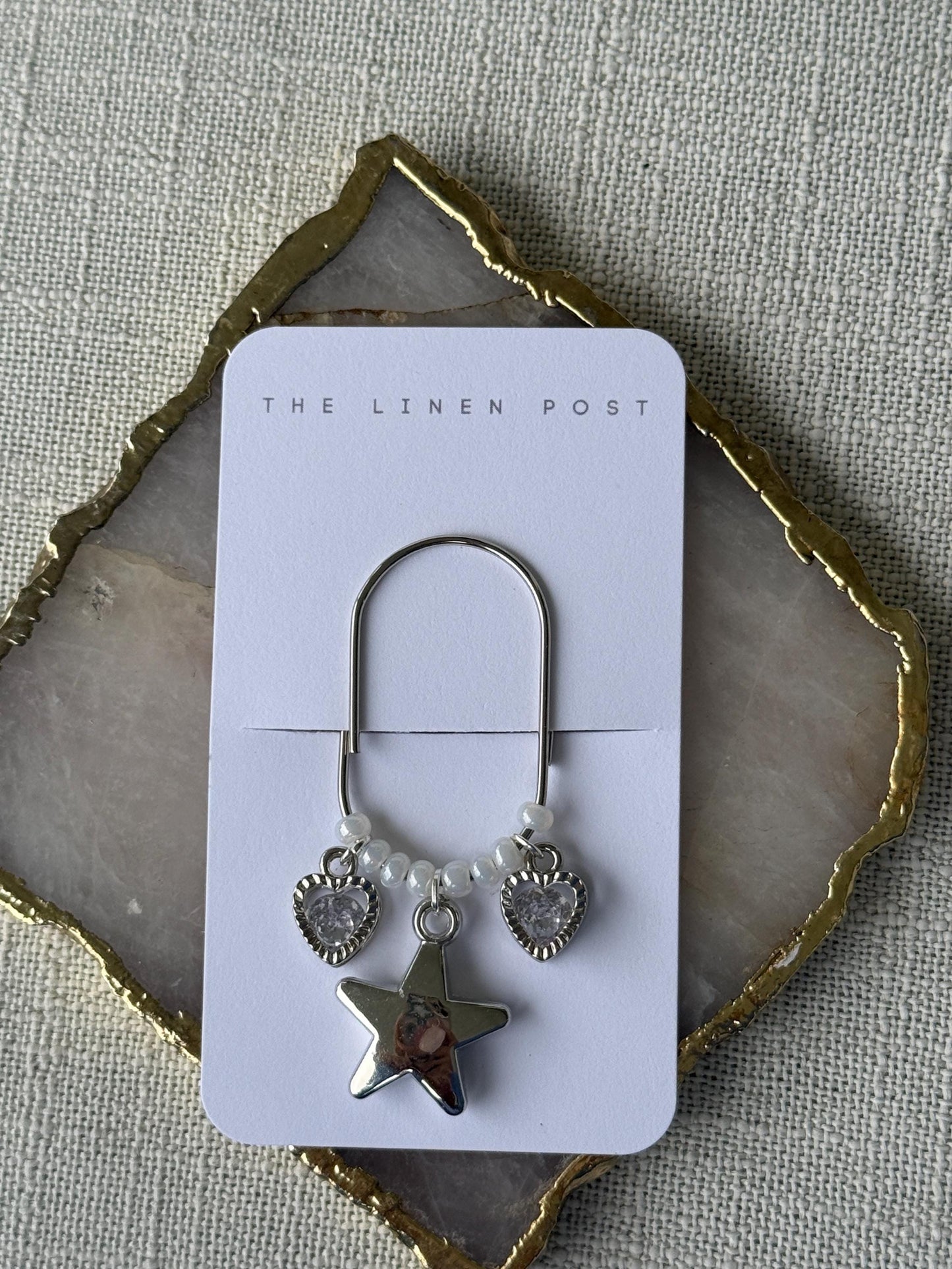 Planner Paper Clip silver Bookmark for Journal with  Stars Accessories Cute Adorable Planning Accessory Book Placeholder heart Charm