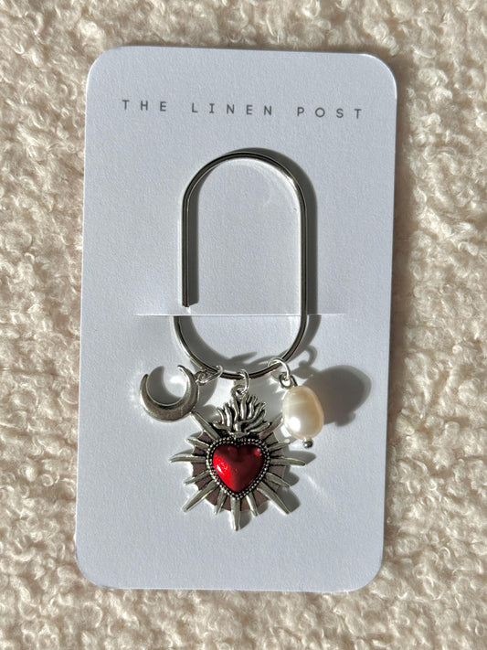 Silver Flaming Heart Planner Clip