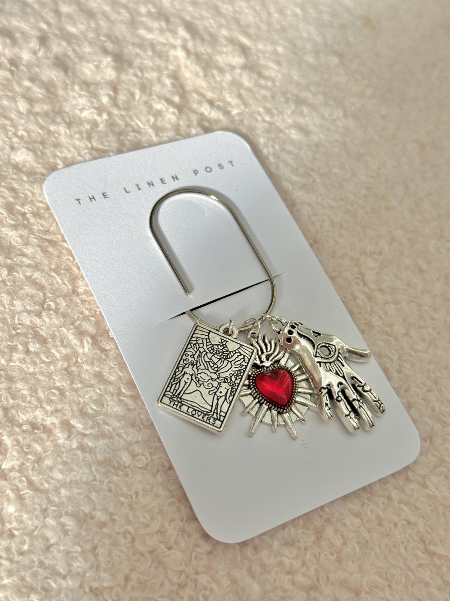 Planner Paper Clip | Silver Tarot Bookmark for Journal | Accessories | Cute Spooky Planning Accessory | Book sacred heart Charm