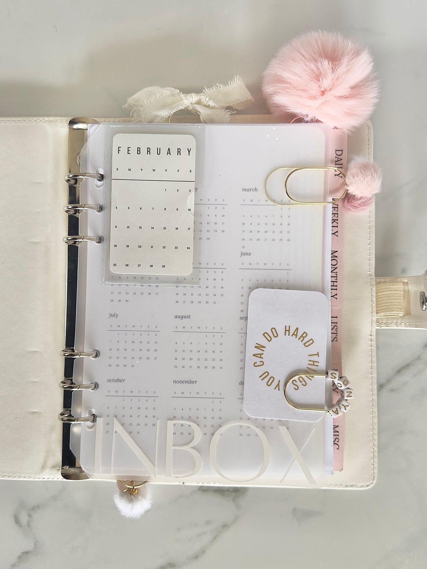 Pink Bow Paperclip, Pearl Gold Bookmark (Jumbo Size for Journals)