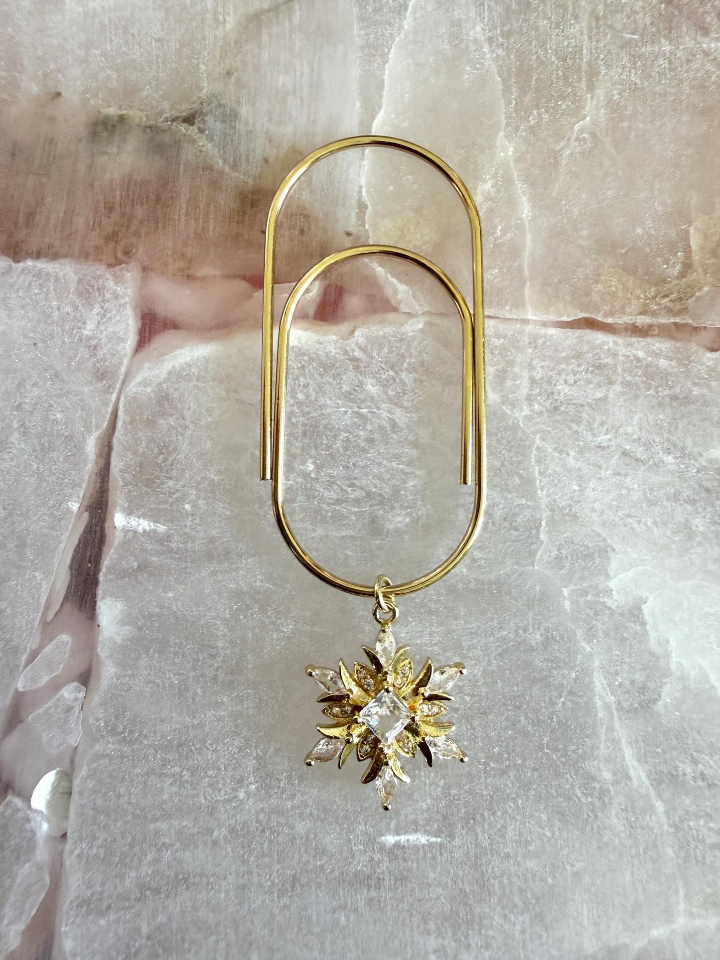 Jumbo Gold Paper Clip: Planner Bookmark with Snowflake Charm (2")