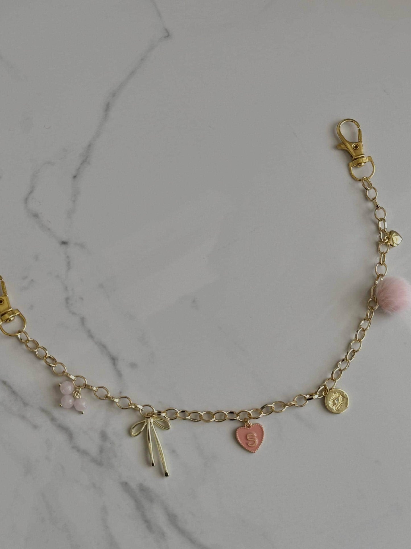 Planner Chain Accessory: Gold and Pink A5 with Charms