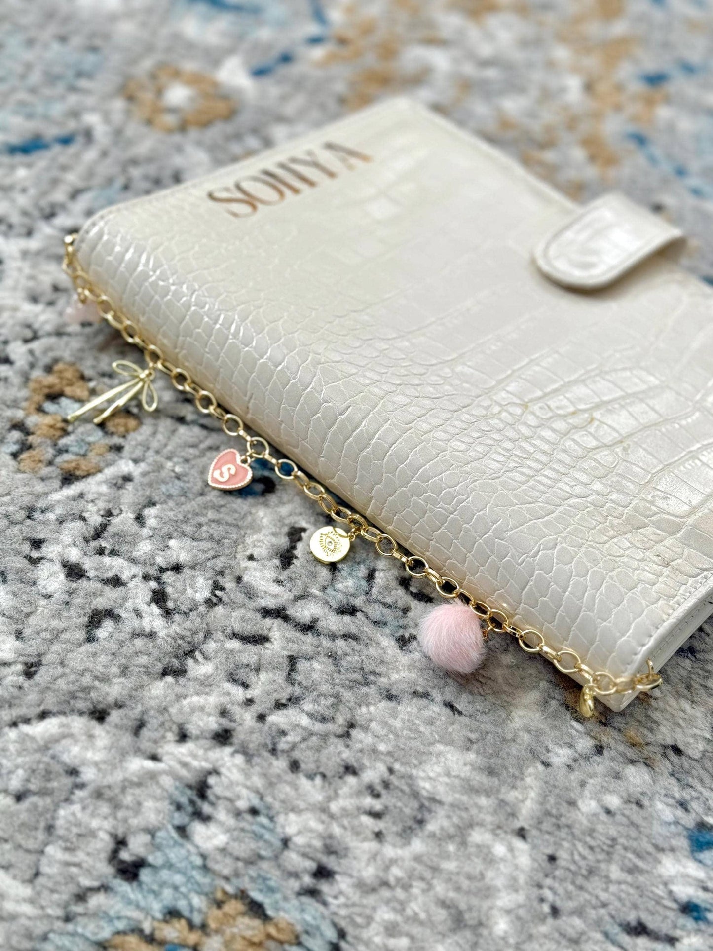 Planner Chain Accessory: Gold and Pink A5 with Charms