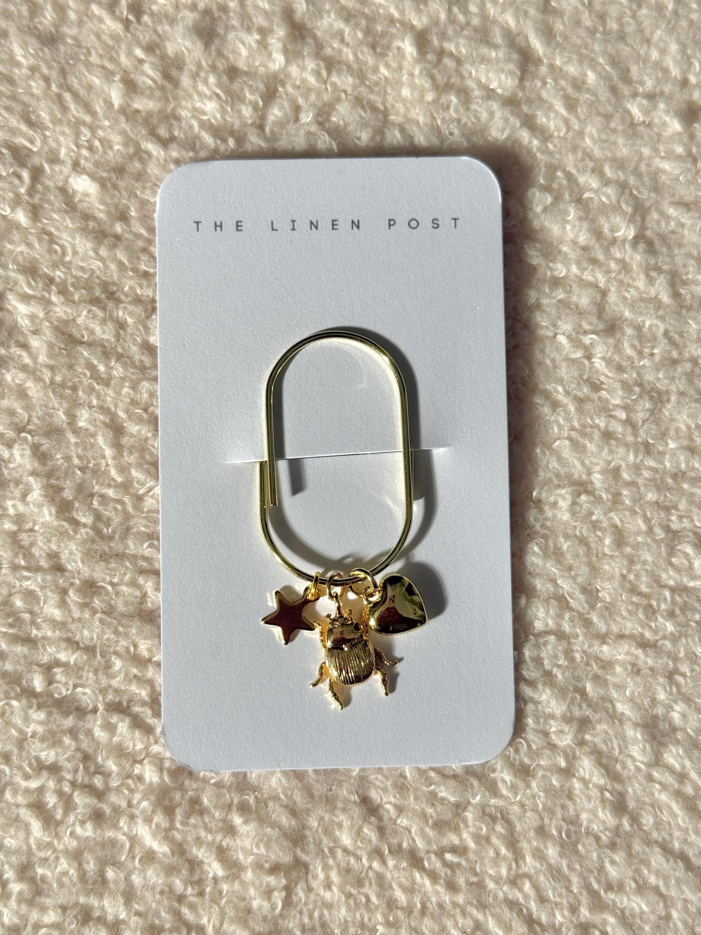 Planner Paper Clip: Gold Beetle Charm - Jumbo Size Bookmark