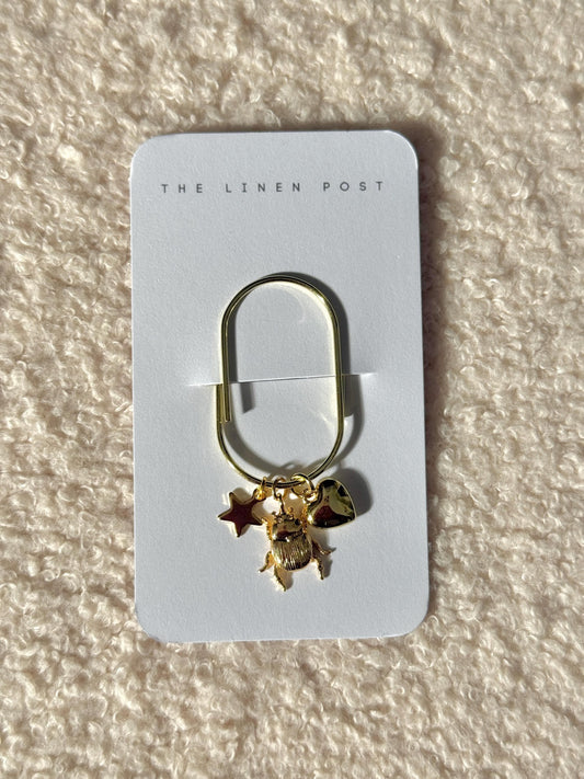 Planner Paper Clip: Gold Beetle Charm - Jumbo Size Bookmark