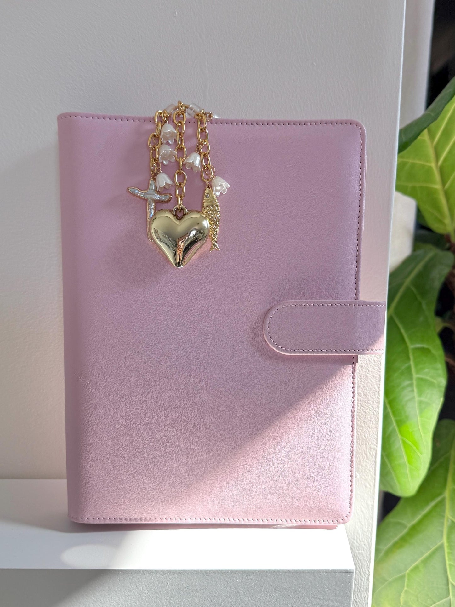 Extra Jumbo Paperclip Bookmark: Pink Pearl Bow with Cross Charm