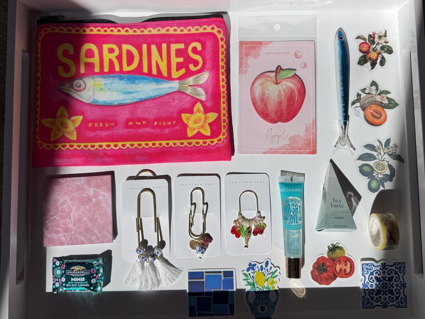Planner Gift Box Summer Stationery Set with Clips, Pens & Cozy Extras, limited quantities