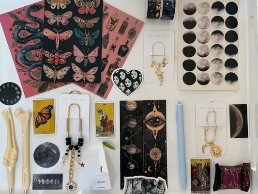 Planner Gift Box celestial gothic Stationery Set with Clips, Pens & Extras, limited quantities, dark academia vibe