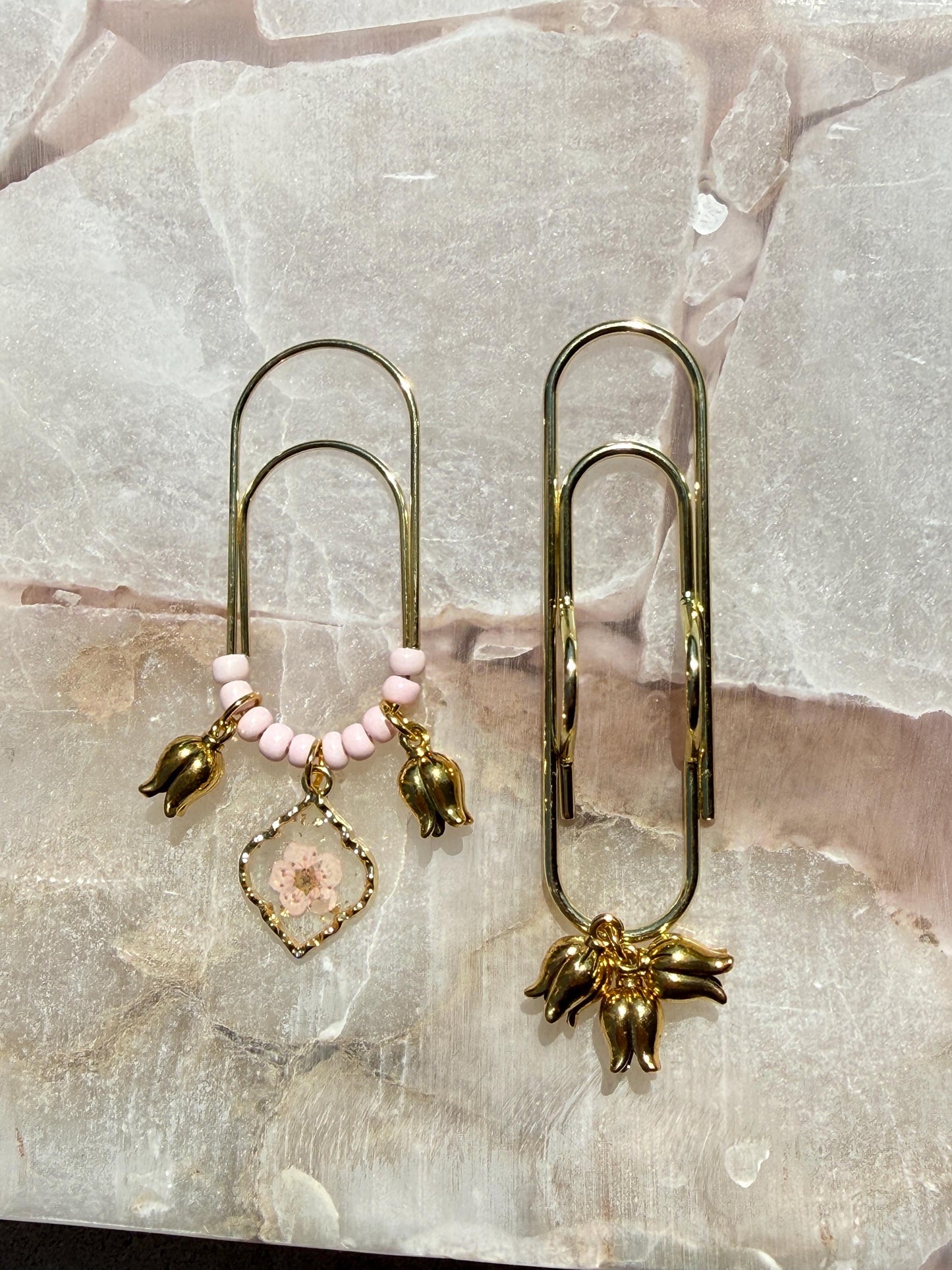 Set of 2 planner clips, summer journal accessories, pen holder, floral planner charms