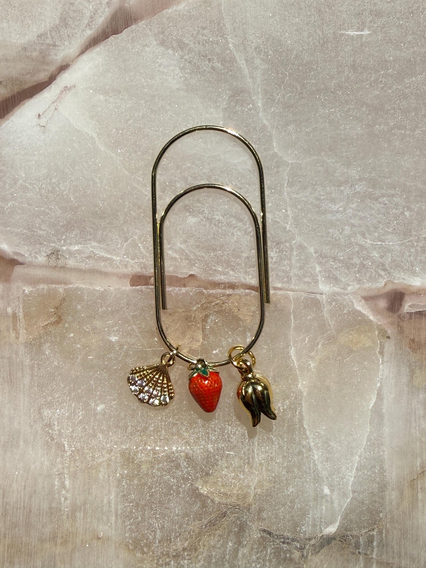 Planner clips, summer journal accessories, jumbo strawberry seashell planner charms, summer aesthetic