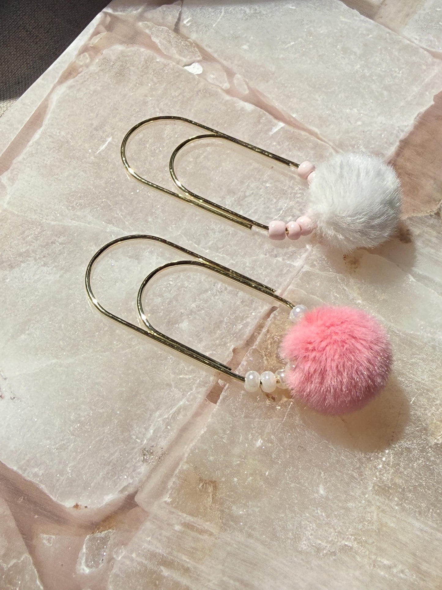 Pom Pom Planner clips, summer journal accessories, jumbo planner clips, summer aesthetic, girly planner charms