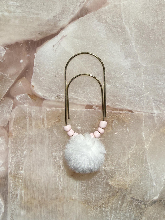 White Pom Pom Planner Clip