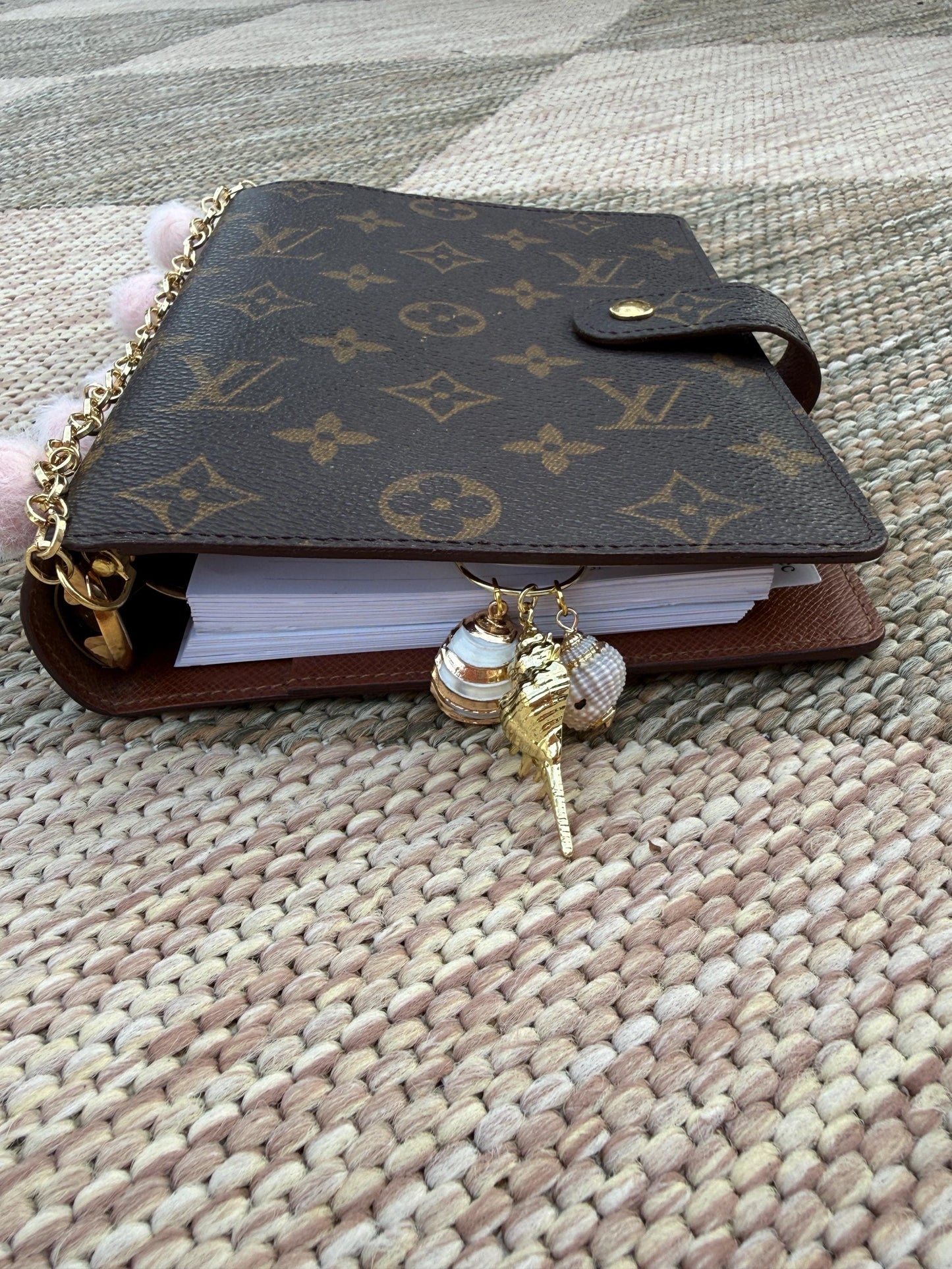Set of 2 planner clips, summer journal accessories, pen holder, beach planner charms seashell charm gold charm