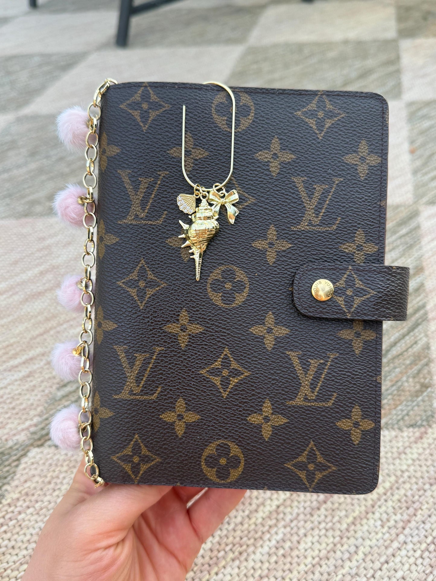 Set of 2 planner clips, summer journal accessories, pen holder, beach planner charms seashell charm gold charm