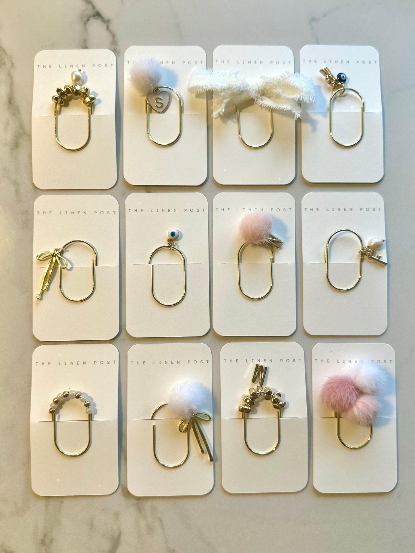 Pink Bow Paperclip, Pearl Gold Bookmark (Jumbo Size for Journals)
