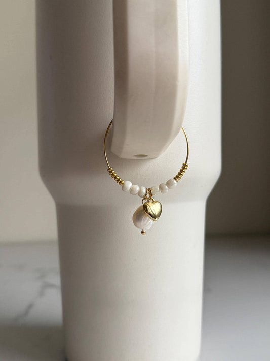 Pearl & Heart Tumbler Charm
