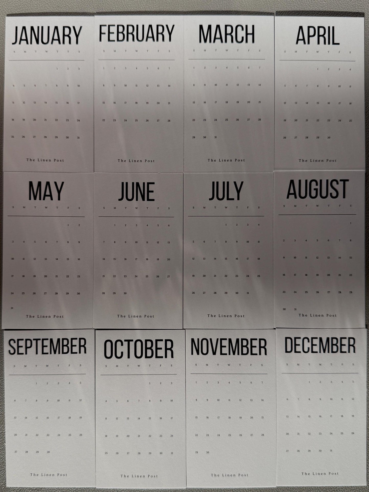 Monthly Calendar Cards: 2026 Planner Inserts for Dashboard