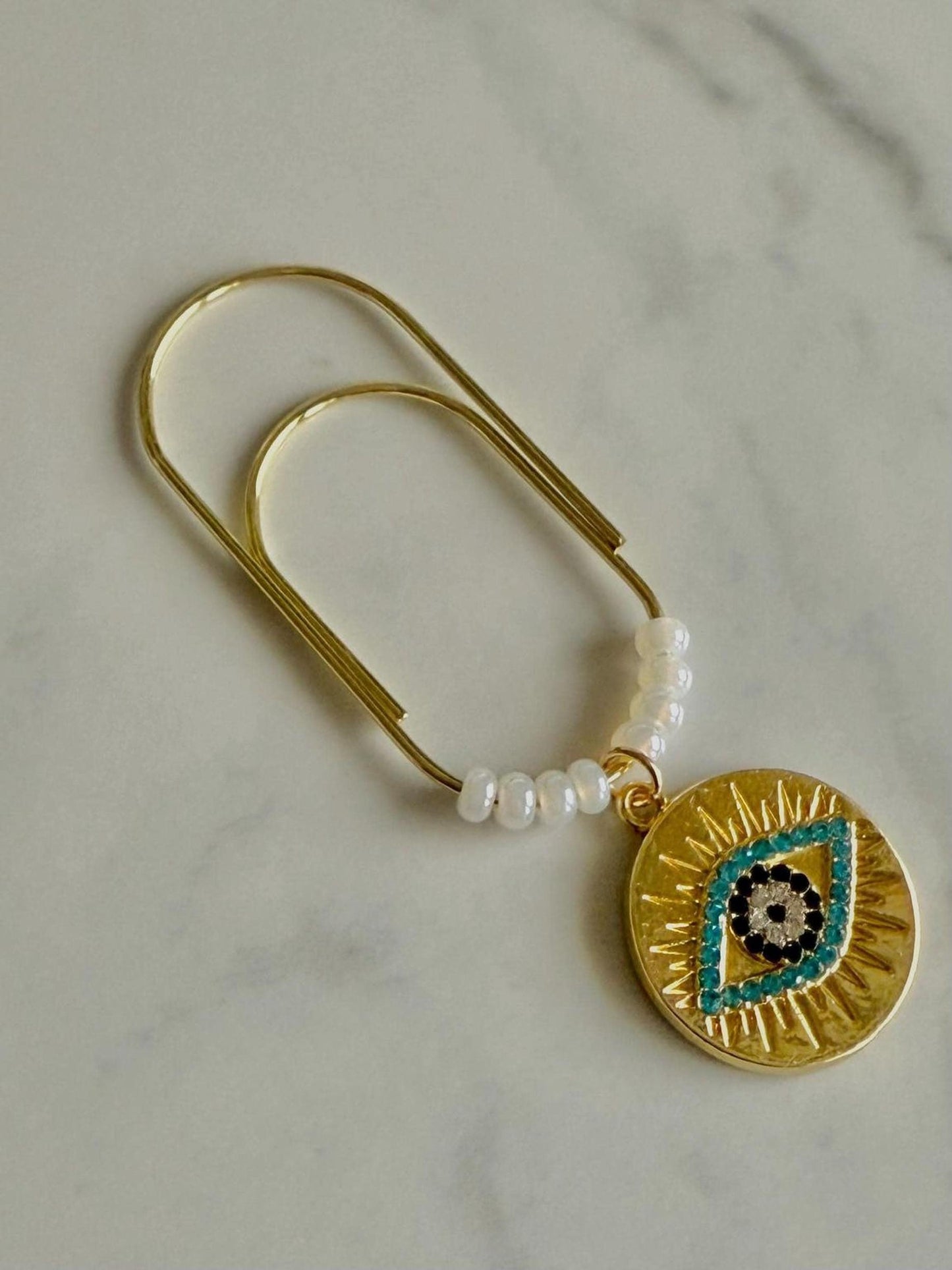 Gold Evil Eye Paper Clip: Jumbo Bookmark for Planner or Journal