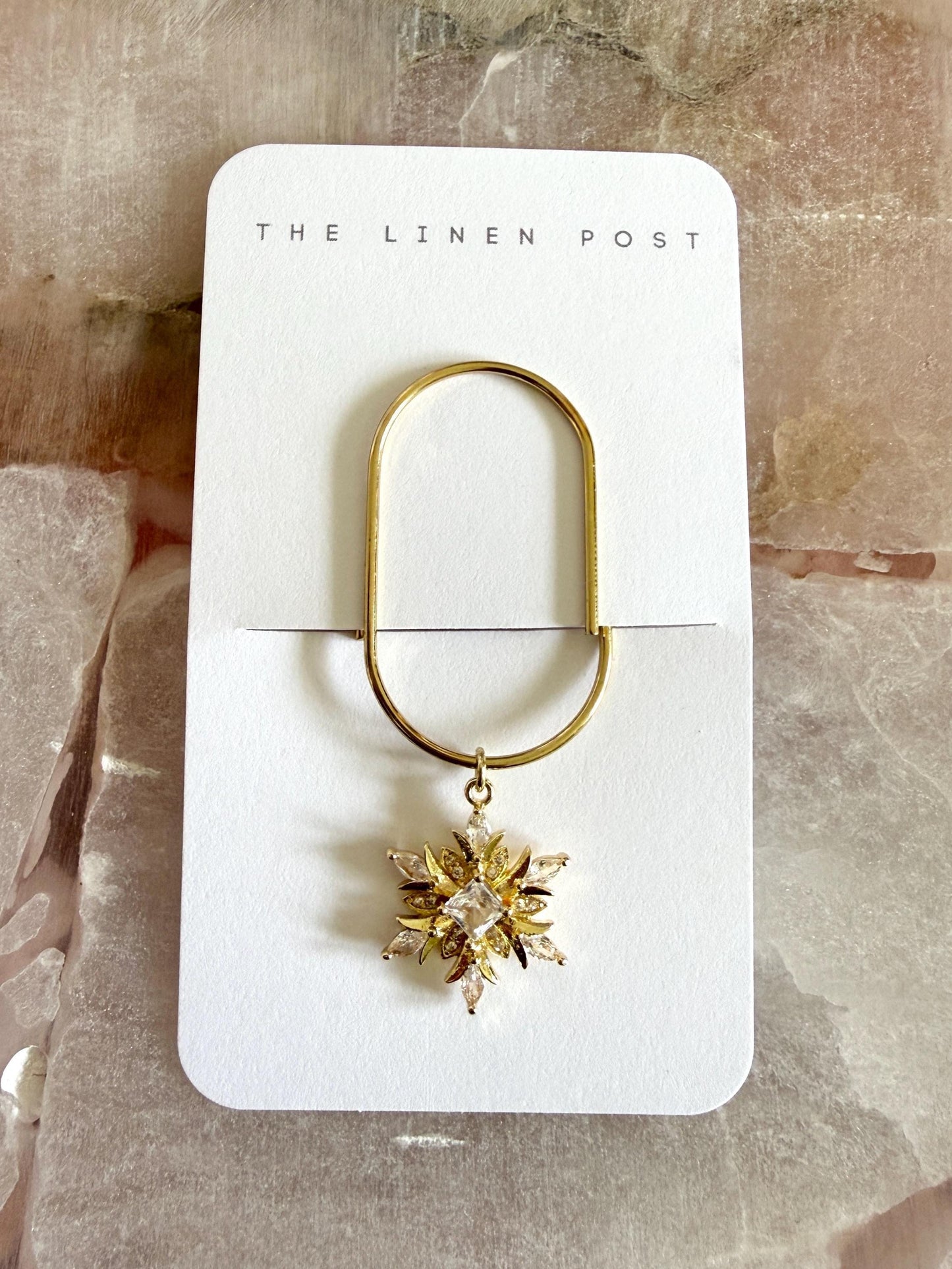 Jumbo Gold Paper Clip: Planner Bookmark with Snowflake Charm (2")
