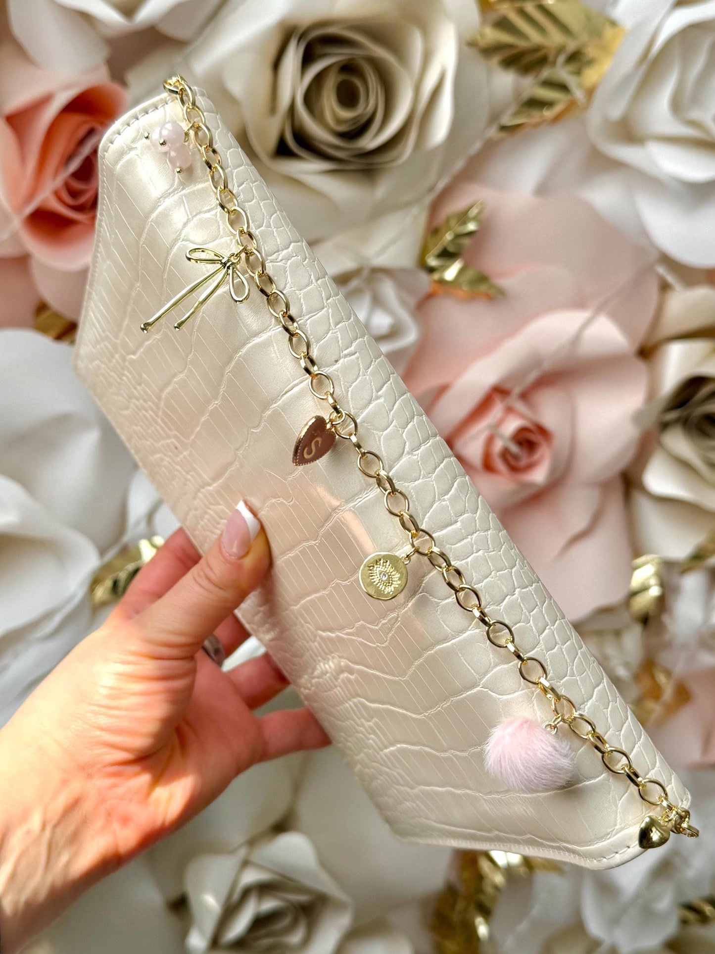 Planner Chain Accessory: Gold and Pink A5 with Charms
