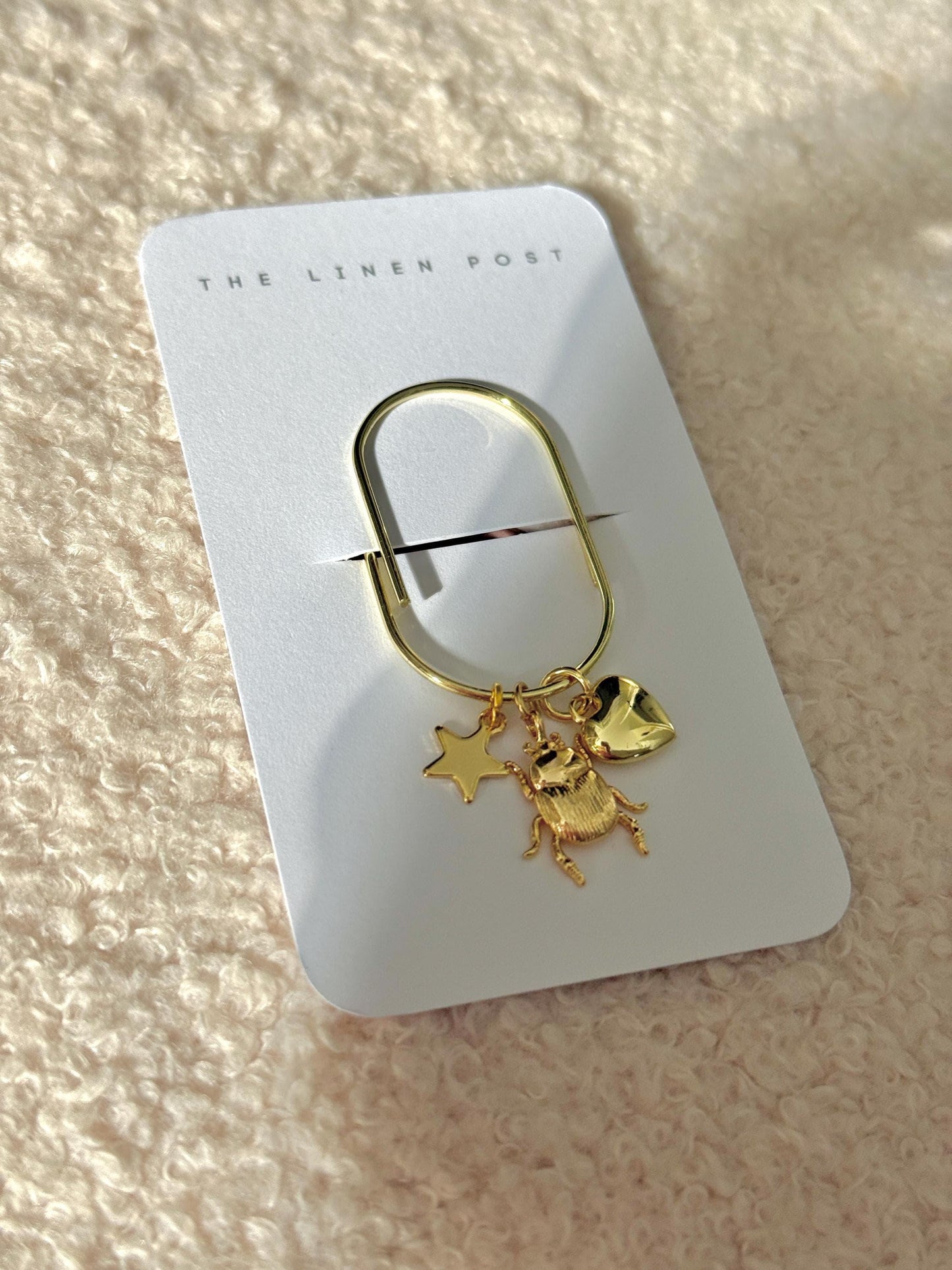Planner Paper Clip: Gold Beetle Charm - Jumbo Size Bookmark