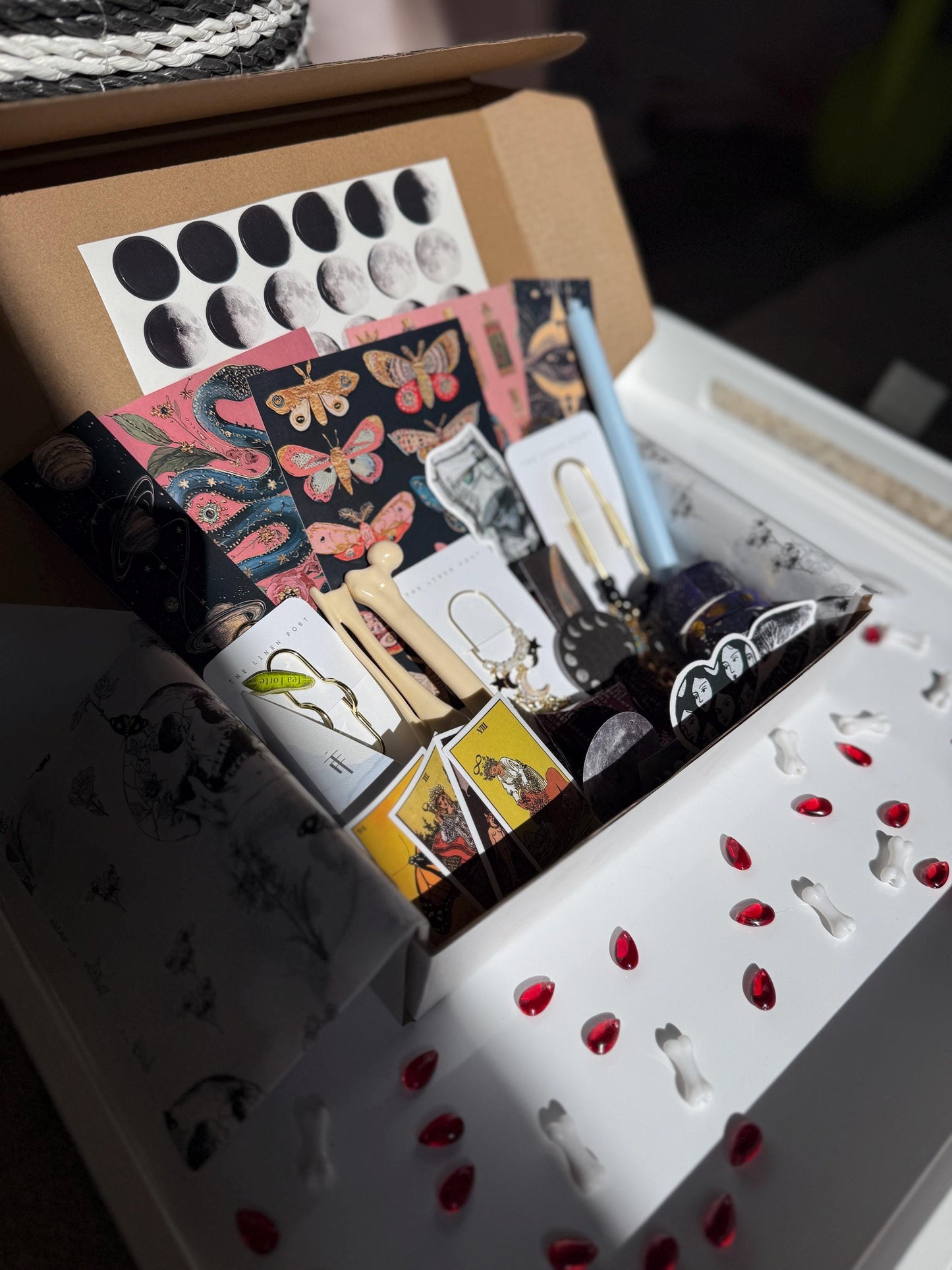 Planner Gift Box celestial gothic Stationery Set with Clips, Pens & Extras, limited quantities, dark academia vibe