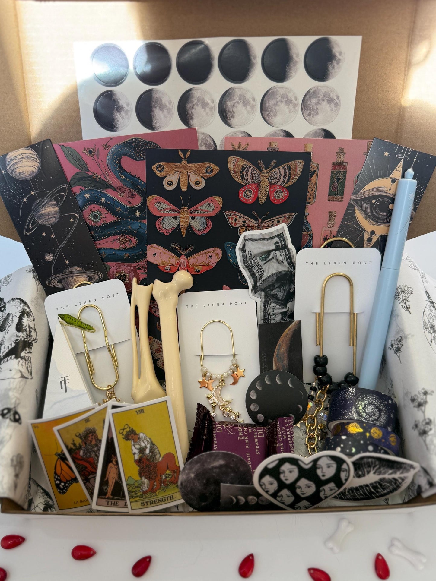 Planner Gift Box celestial gothic Stationery Set with Clips, Pens & Extras, limited quantities, dark academia vibe
