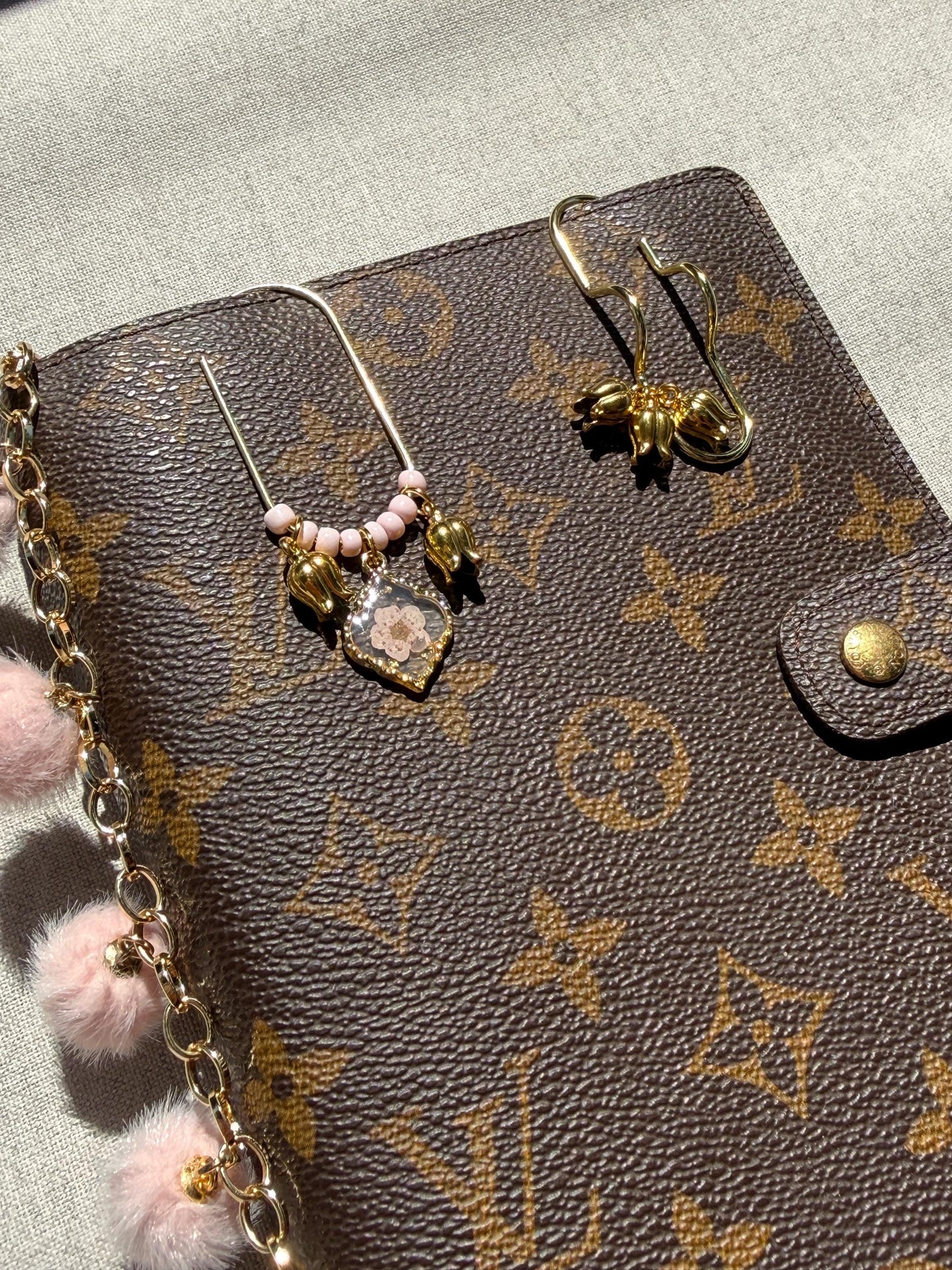 pen holder summer journal accessories, pen holder charm, floral planner charms