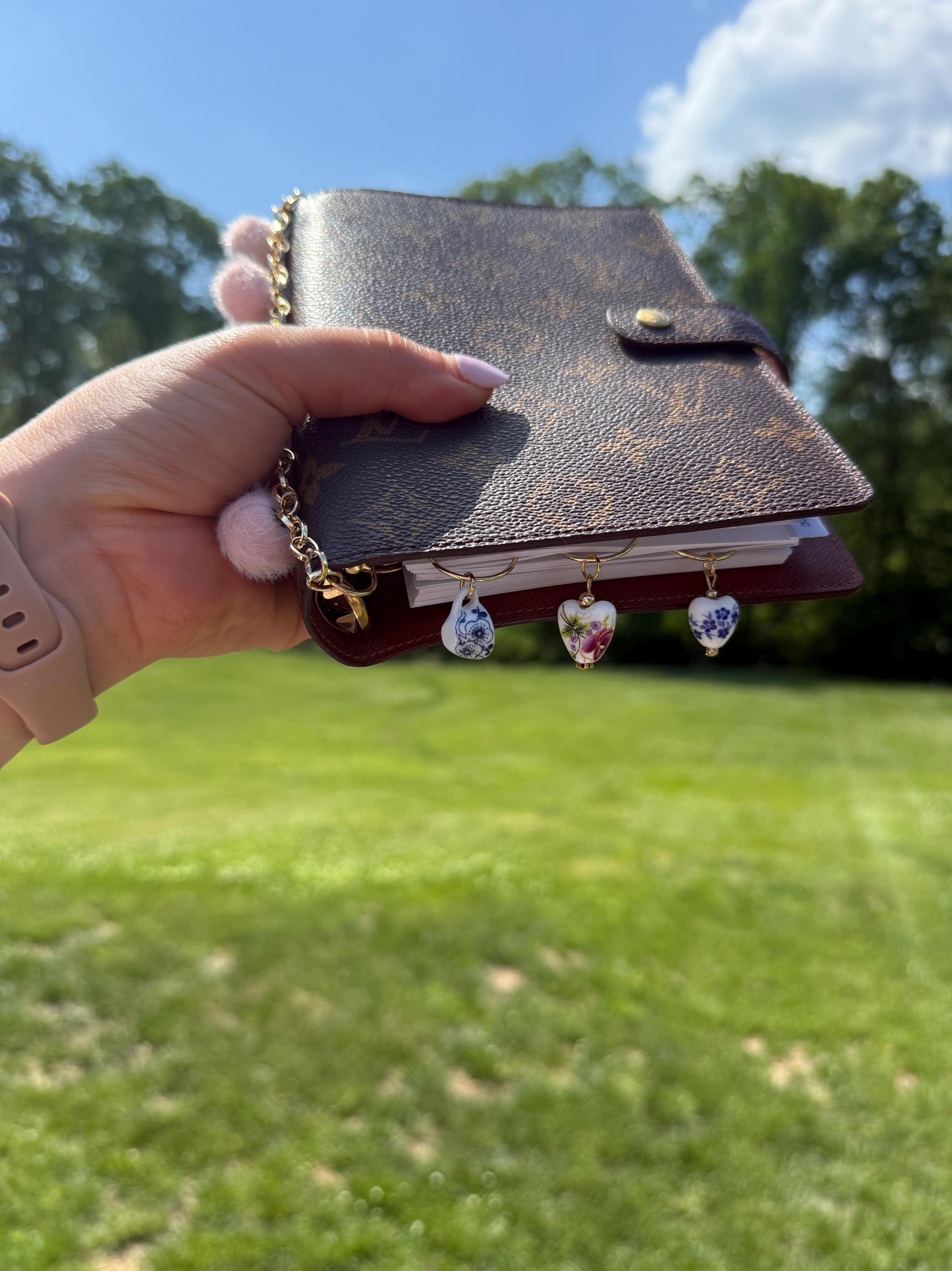 Set of 3 planner clips, summer journal accessories, porcelain planner charms heart charm summer aesthetic