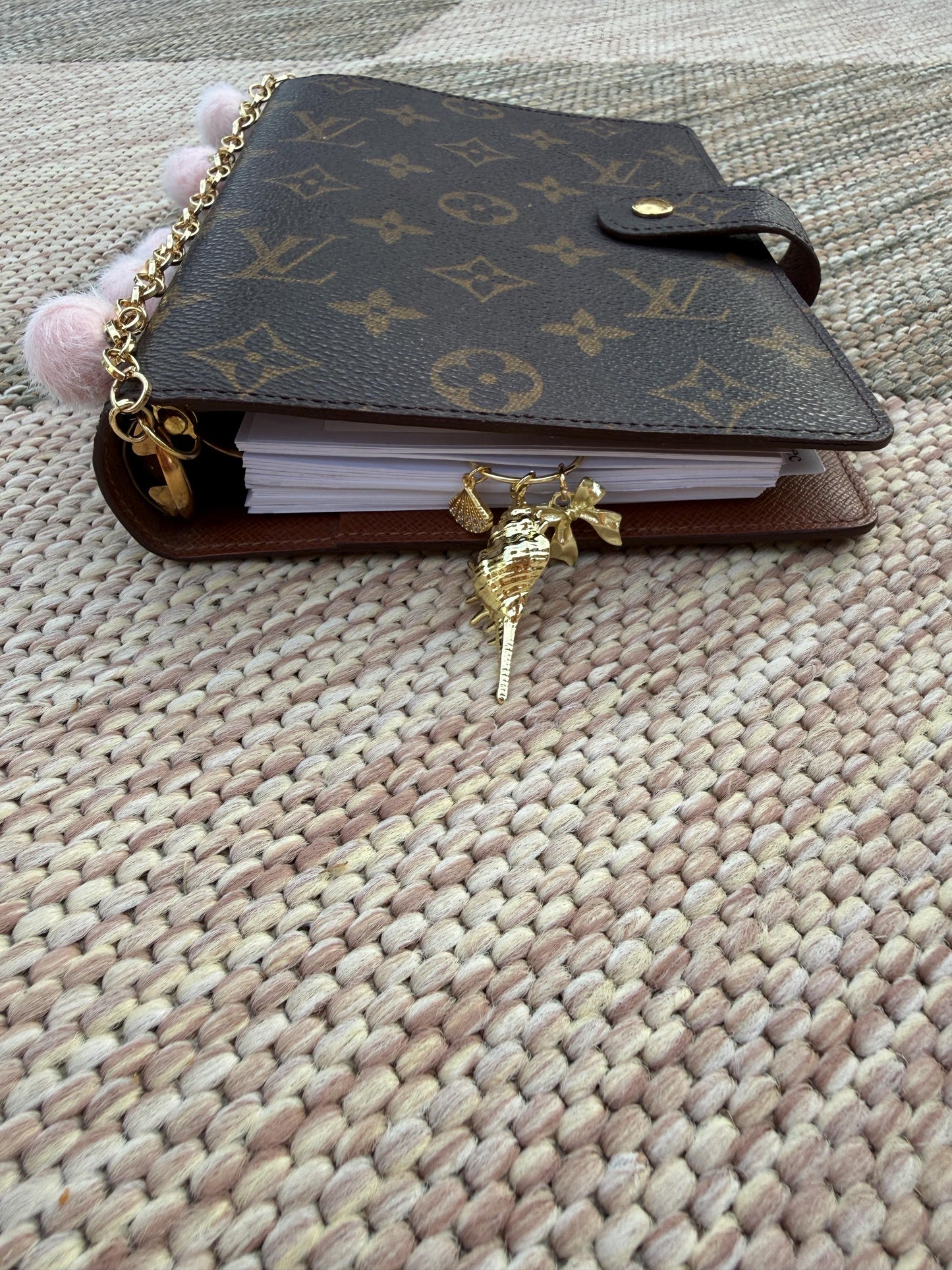 Set of 2 planner clips, summer journal accessories, pen holder, beach planner charms seashell charm gold charm