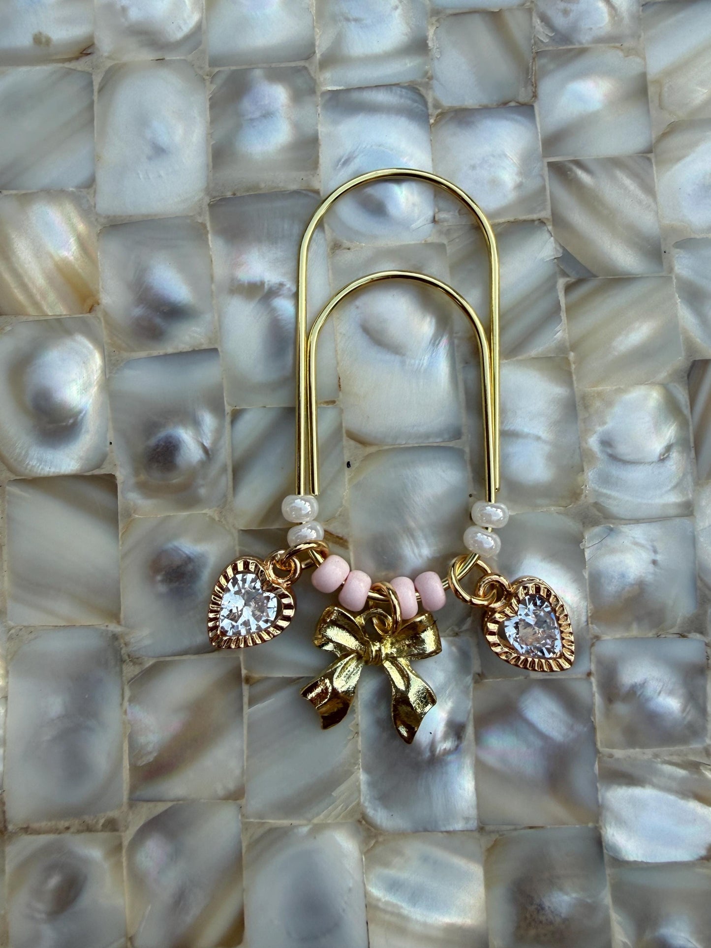 planner accessory, planner clips, summer journal accessories, pink charm, heart planner charms cute charm gold charm