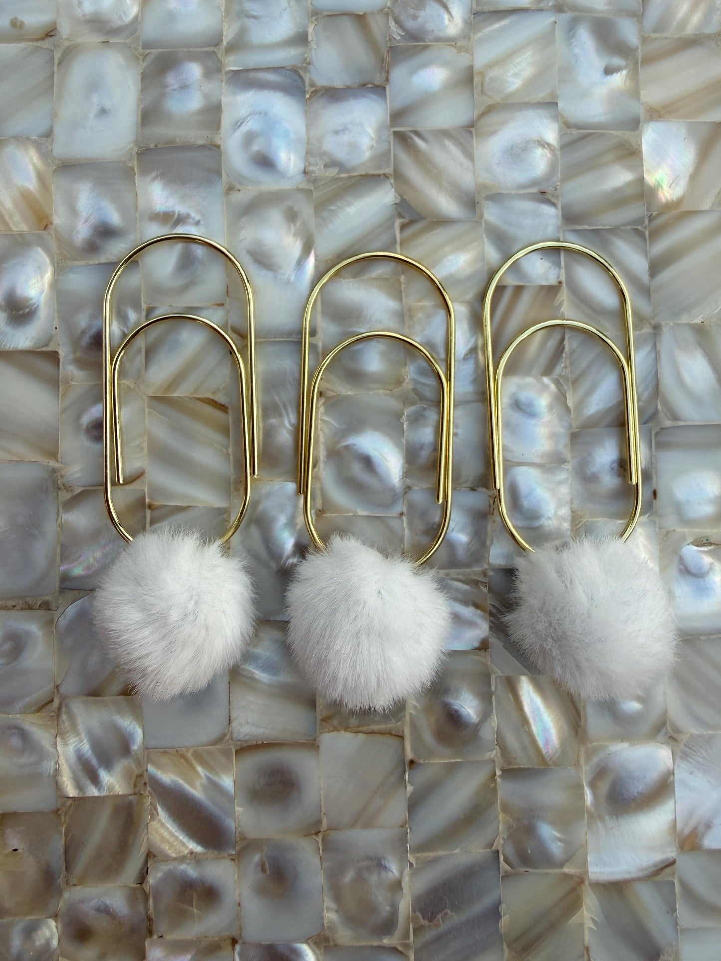 Set of 3 planner clips, summer journal accessories, cute Pom Pom planner charms pink charm summer aesthetic white charms