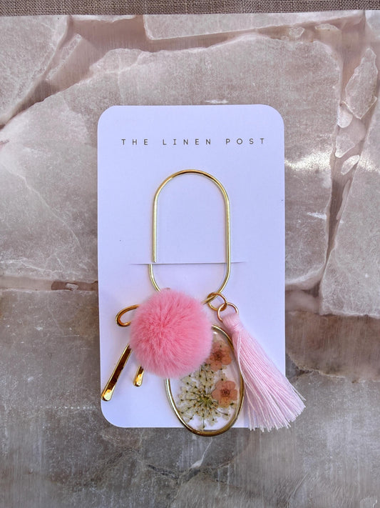 Pink Pom Pom Tassel Planner Clip