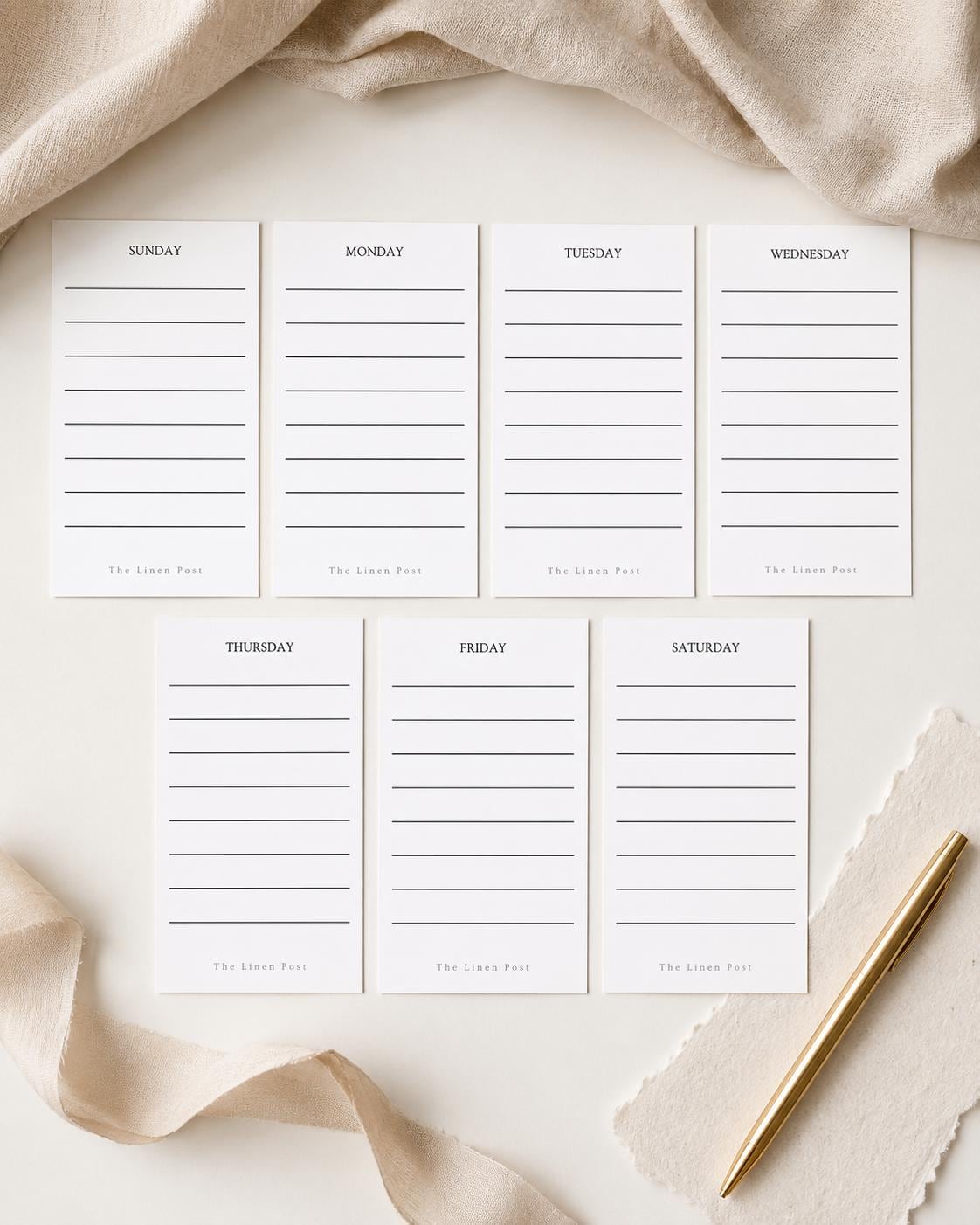 Mini Lined Weekly To Do List Cards - Compact Business Card Size Inserts