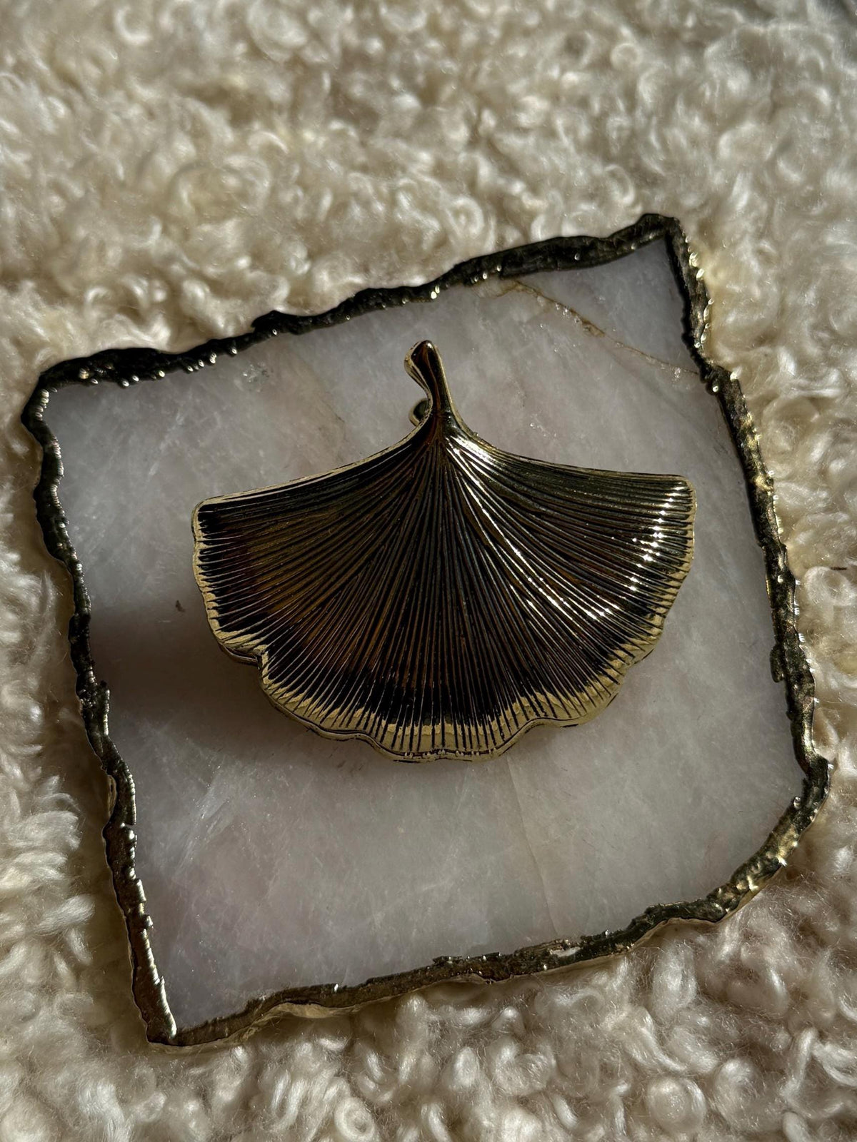 Vintage Brass Ginkgo Leaf Clip