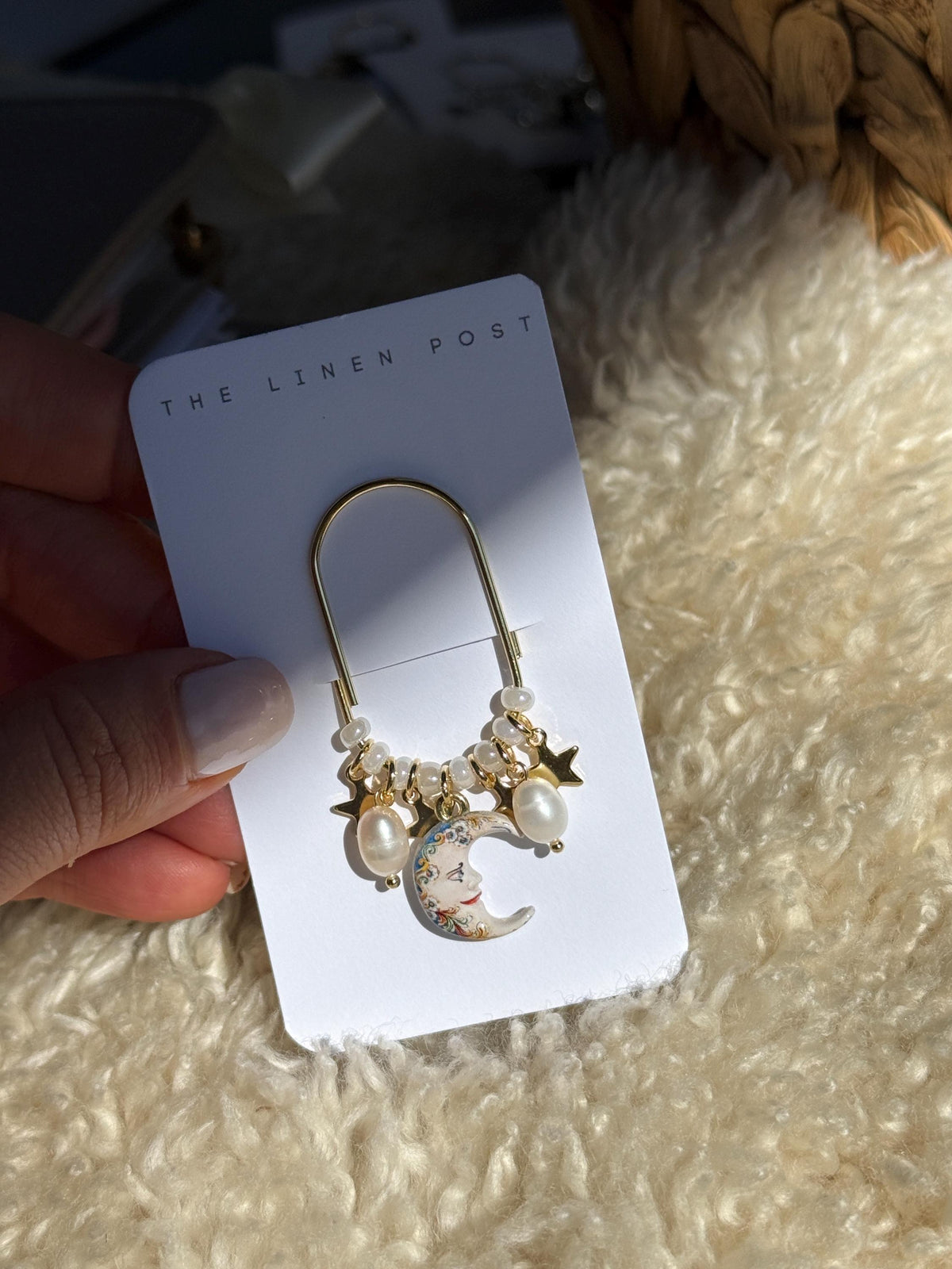 Gold Moon & Pearl Planner Clip